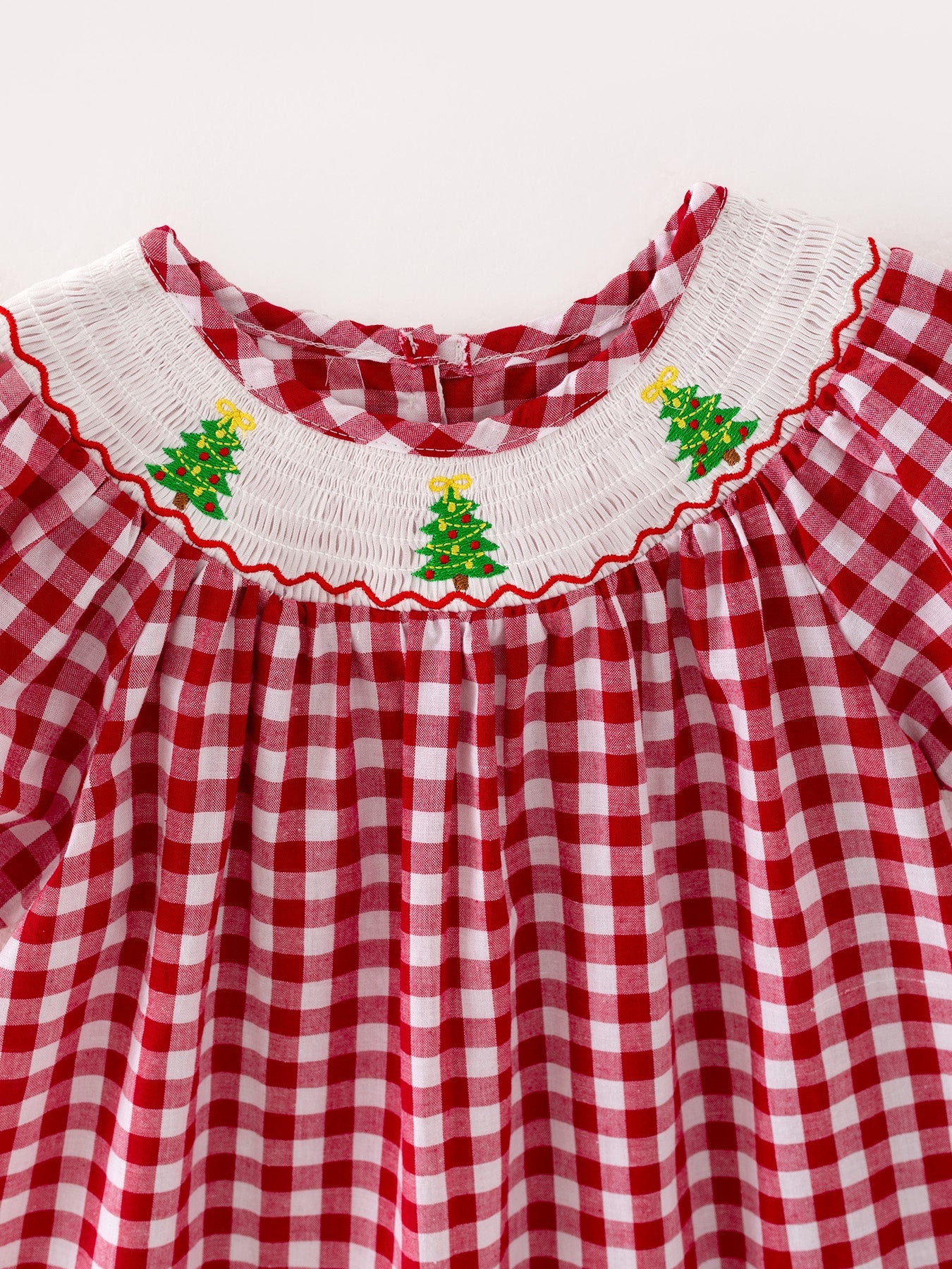 Christmas Tree Smocking Embroidered Girls Dress