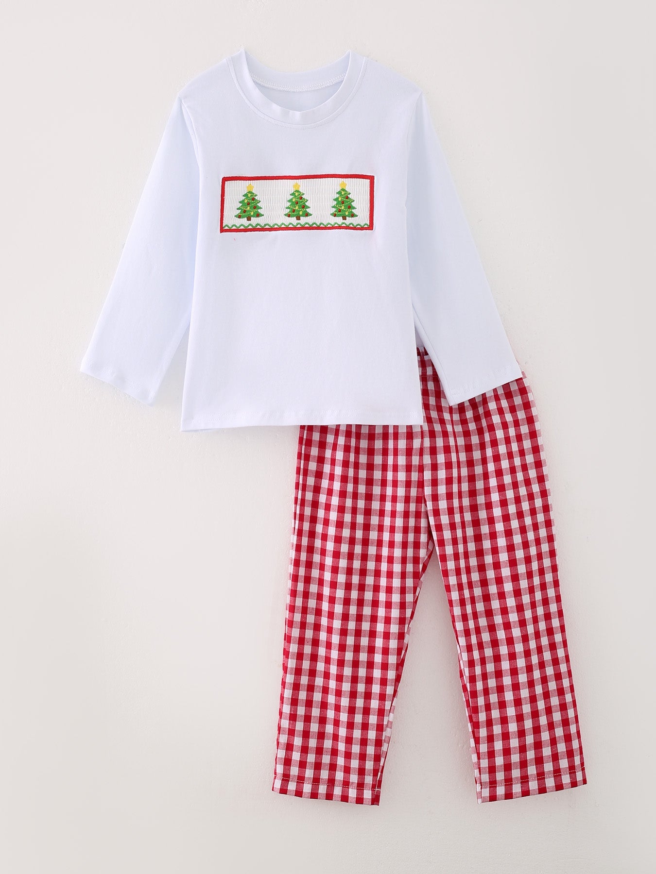 Christmas Tree Smocking Embroidered Girls Outfits