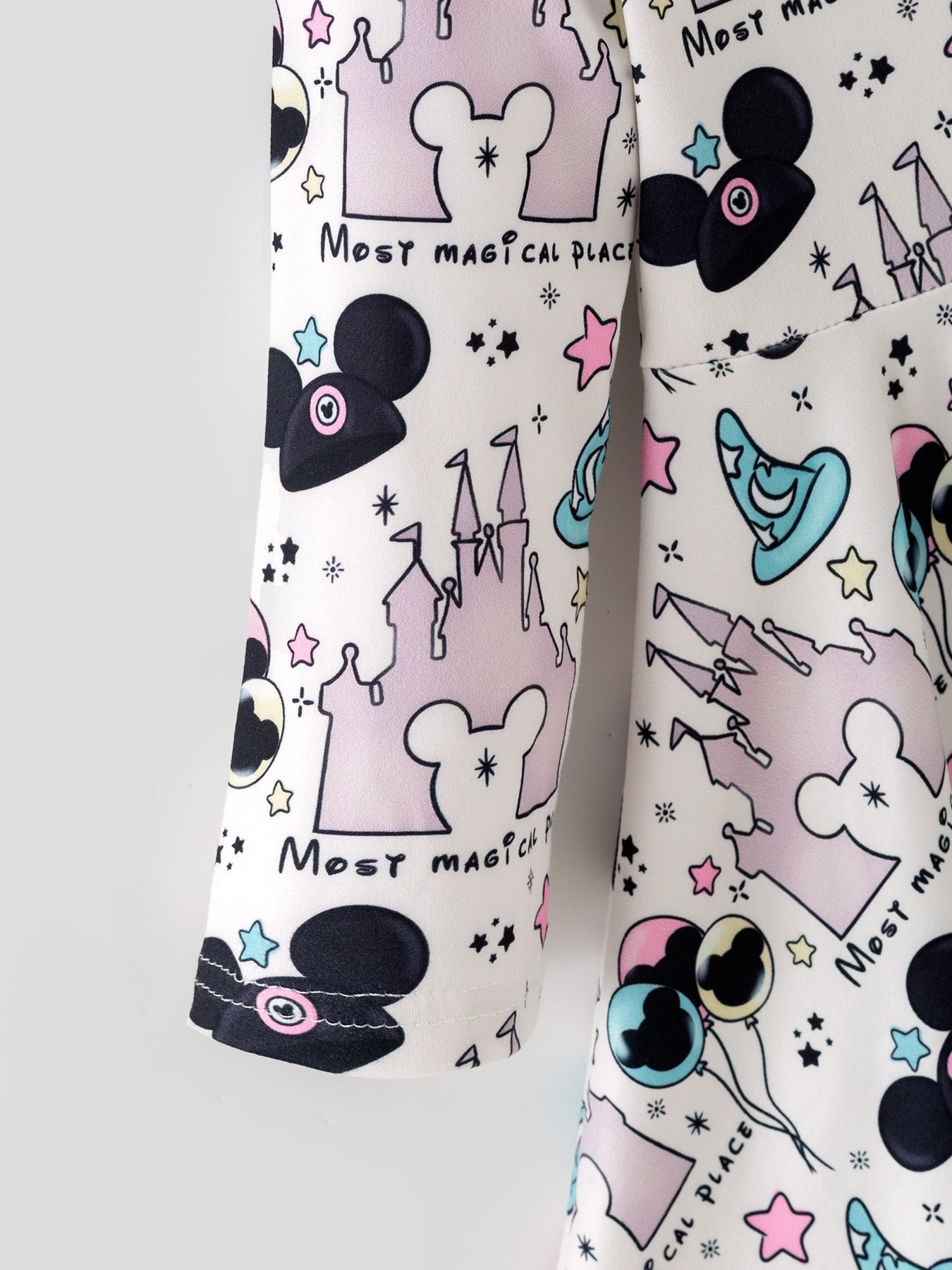 Valentine's Day Girls Castle Character Print Long Sleeve Dress