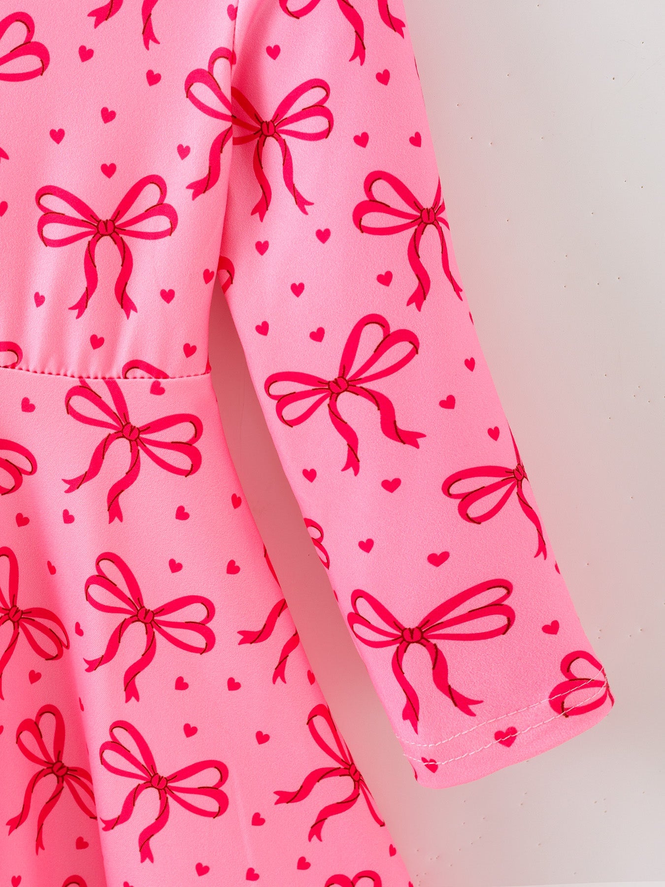 Toddler Girls Valentine’s Day Pink Bow Print Dress
