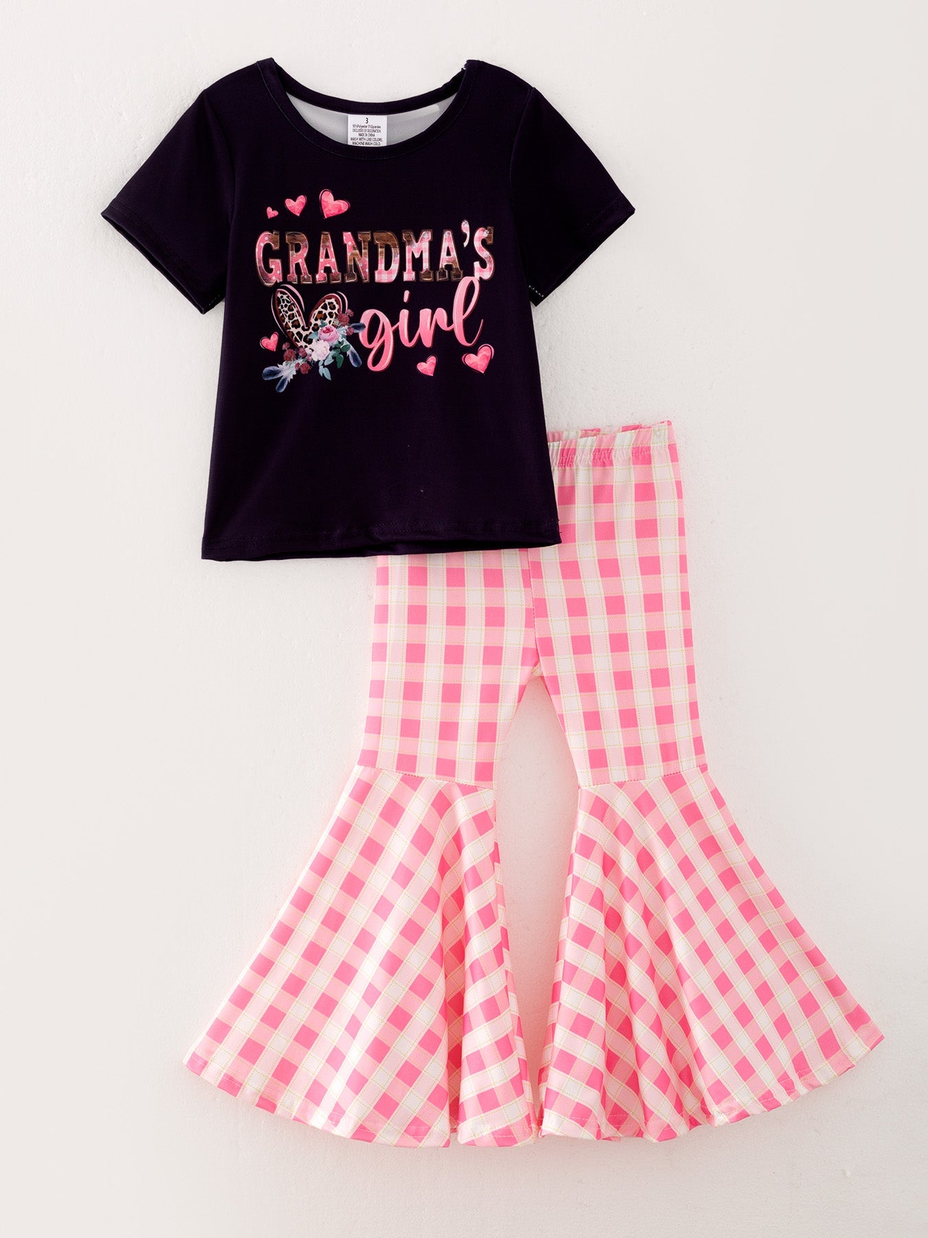 Fall "grandma's Give" Print Girls Outfit