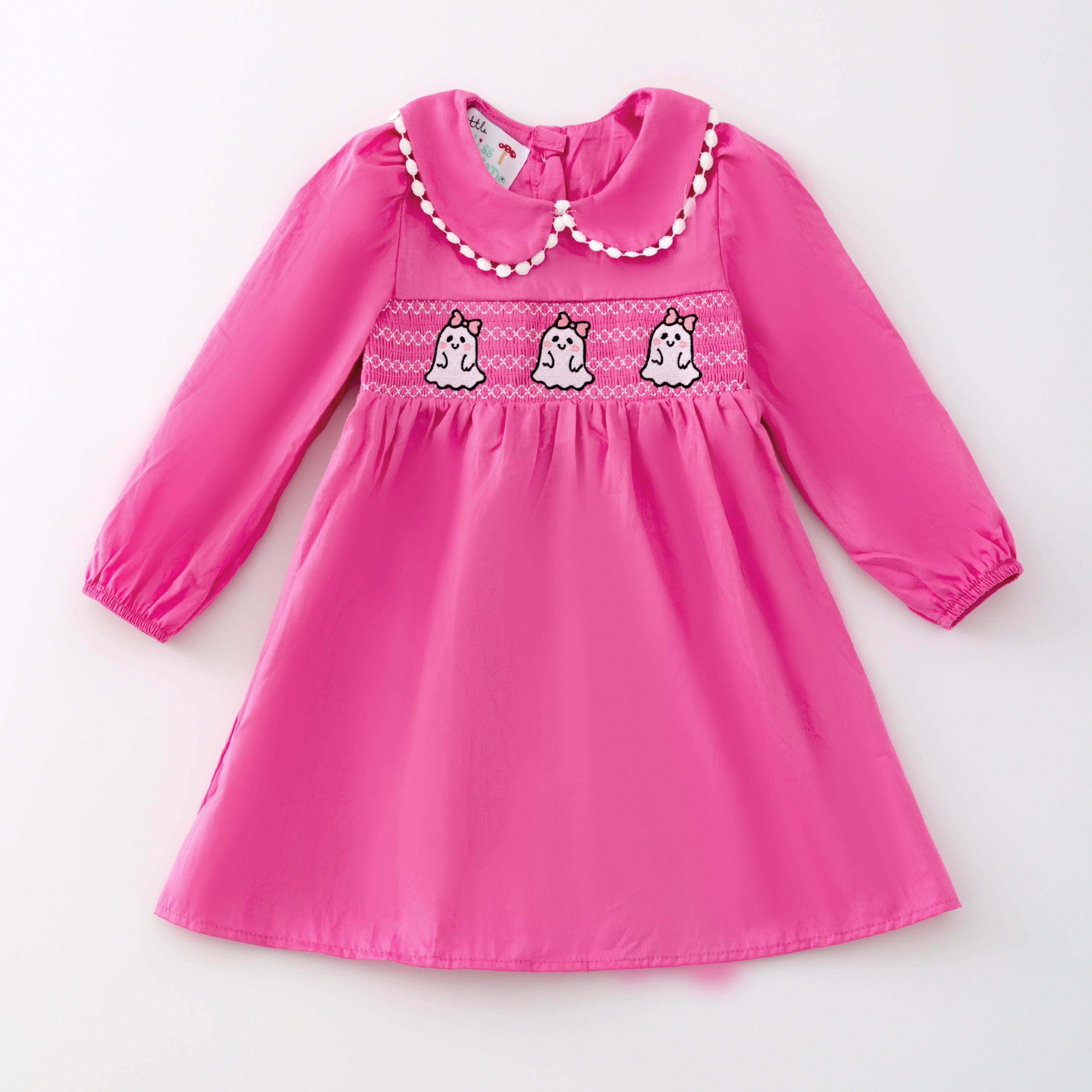 Halloween "pinky The Ghost" Smocked Dress