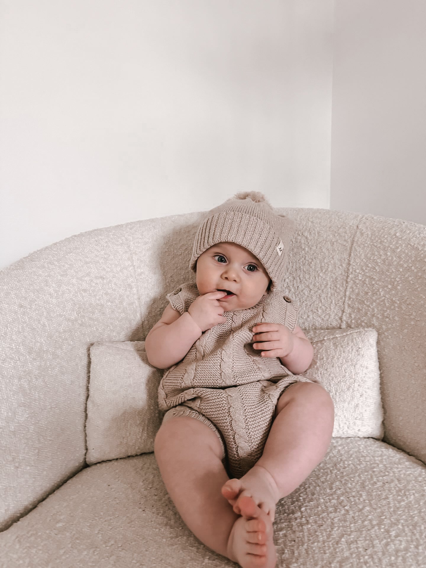 Cable Knit Summer Romper - Heather Beige
