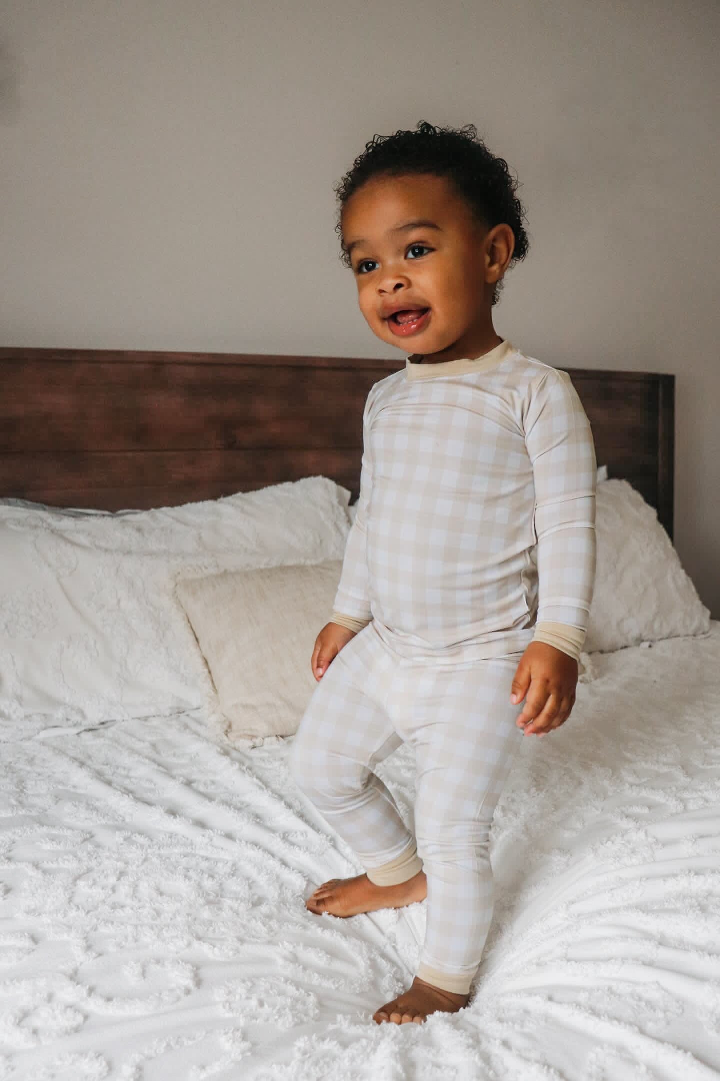 Beige Gingham | Two Piece Set