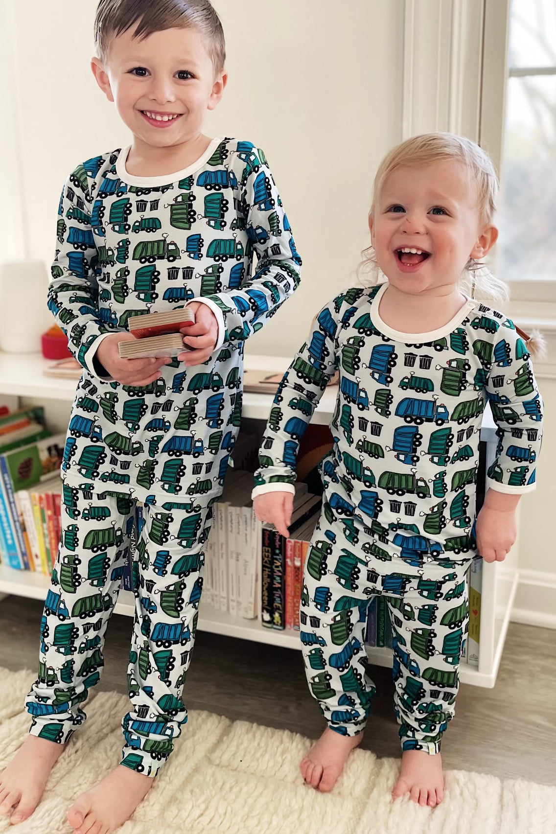 Long Sleeve Pajama Set - Garbage Trucks