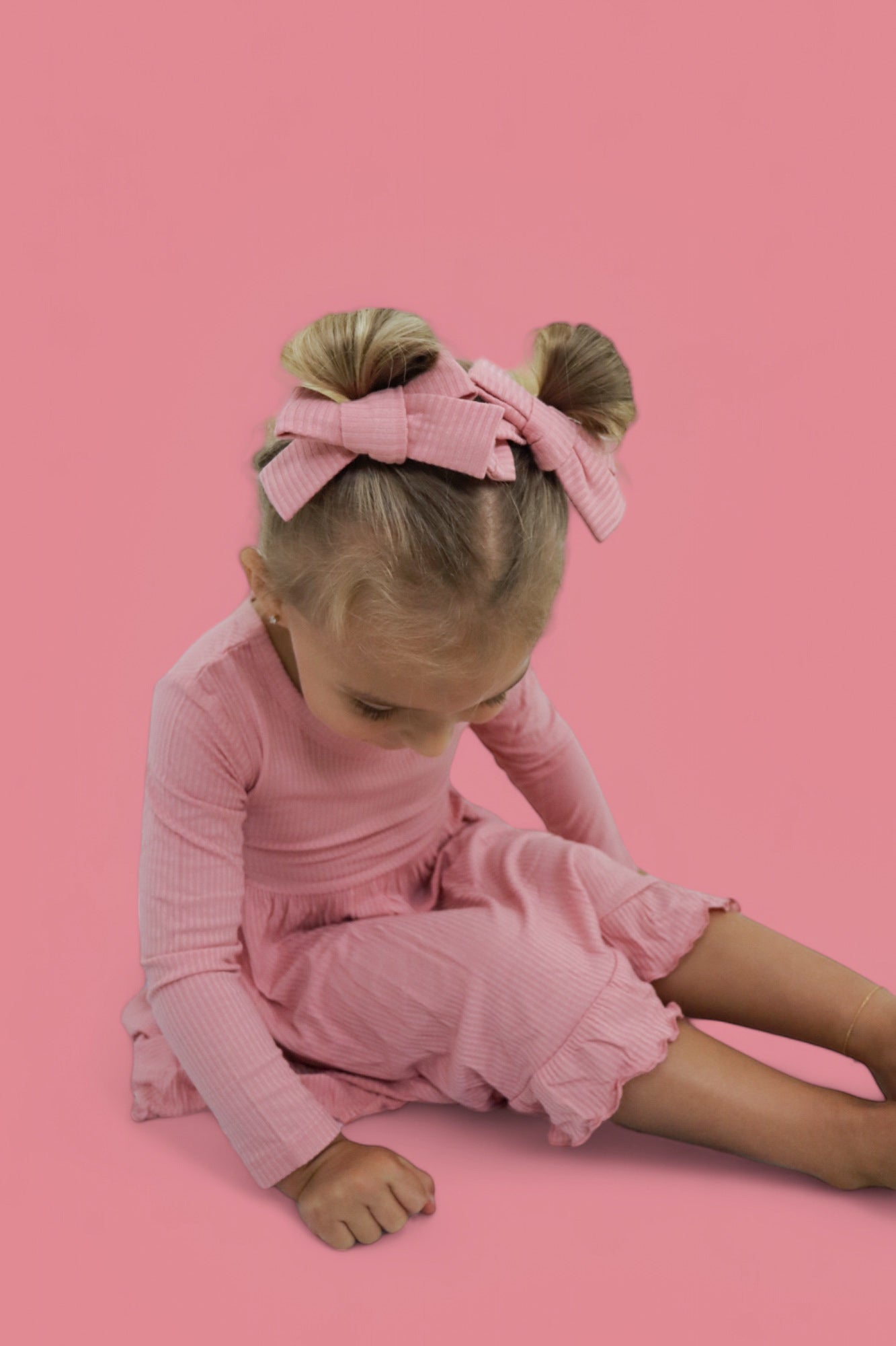 Mauve Rib Dream Bow Hair Clips