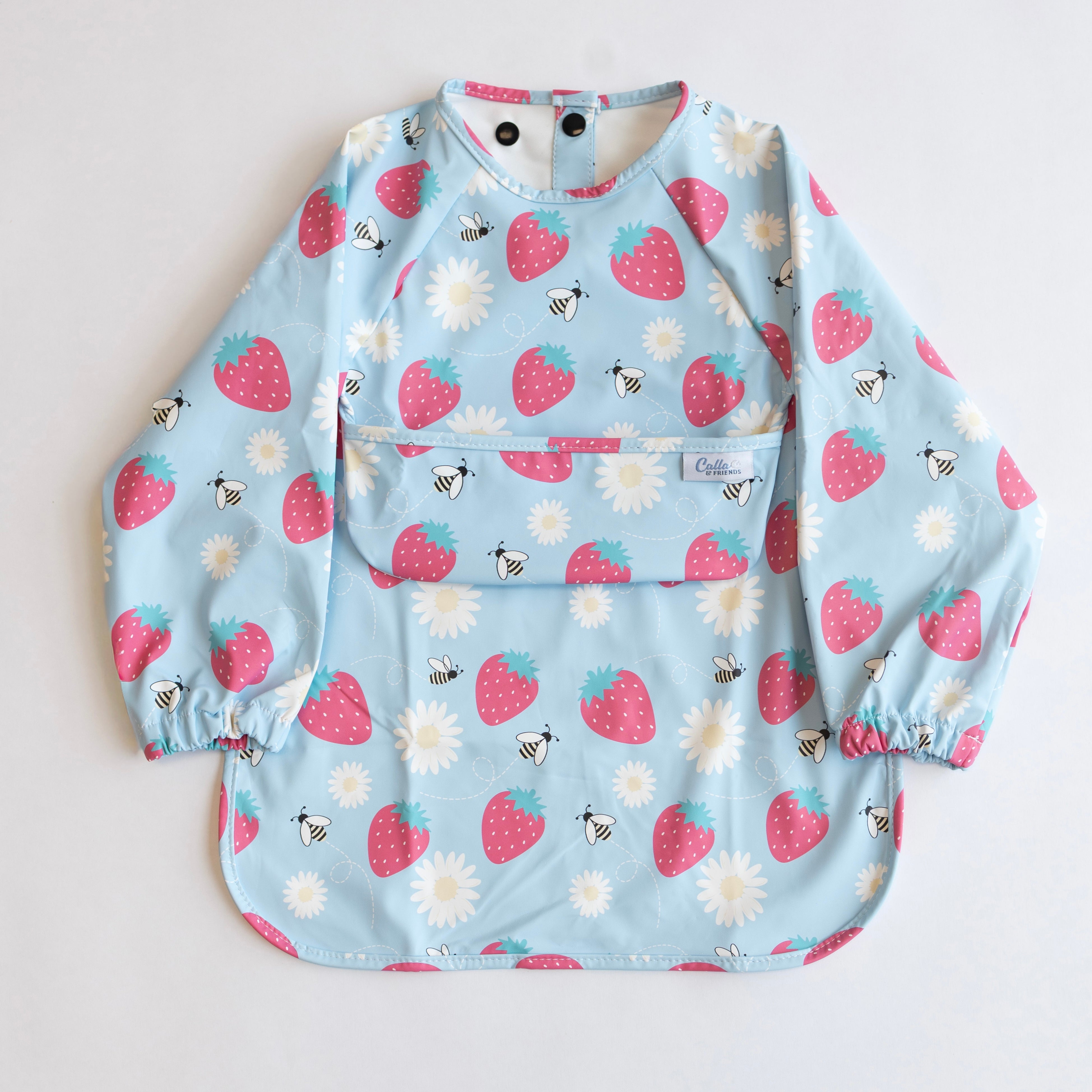 The Grayson Long Sleeve Bib - Strawberry Patch