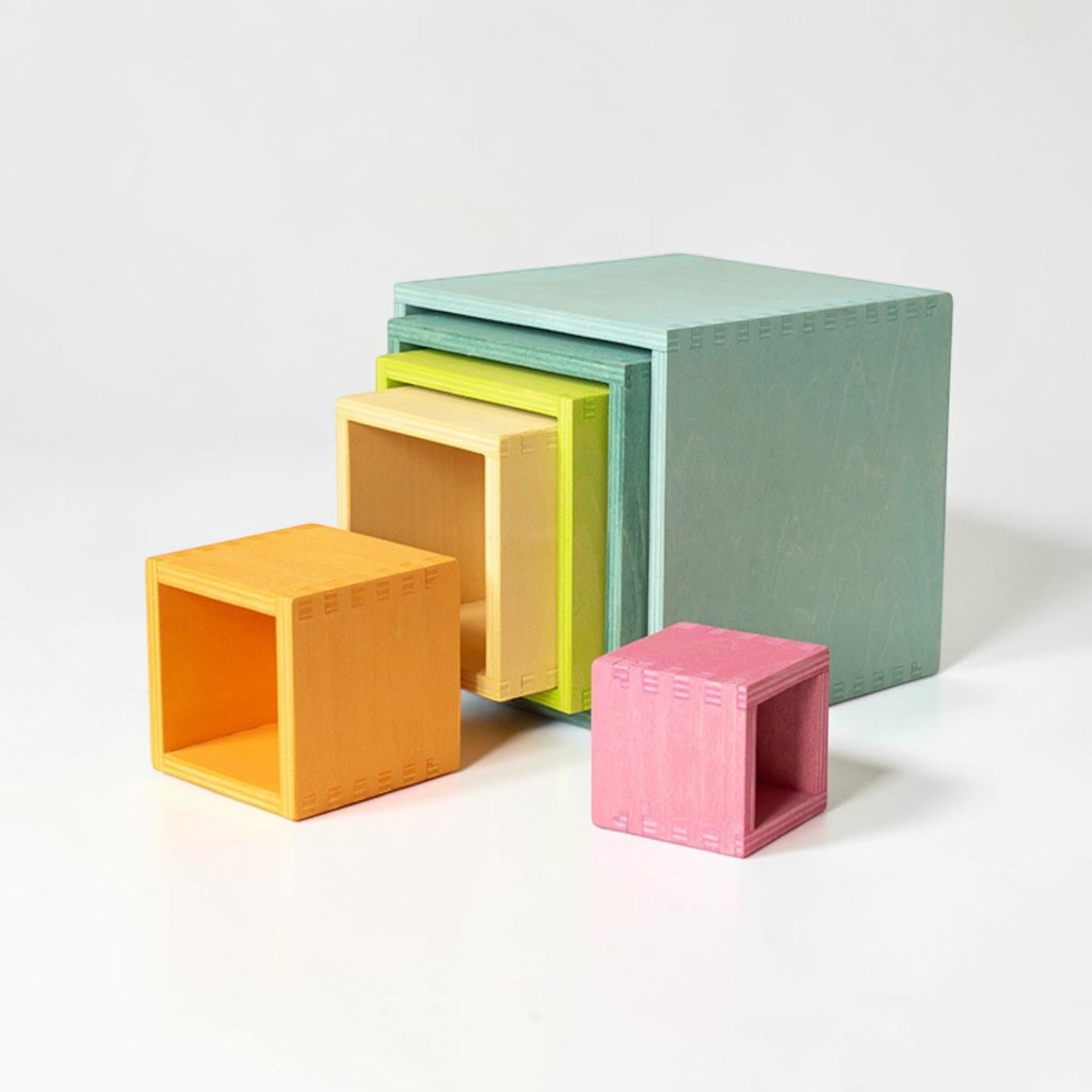 6 Pcs Colored Wooden Nesting Box Set In Pastel/macaron Color