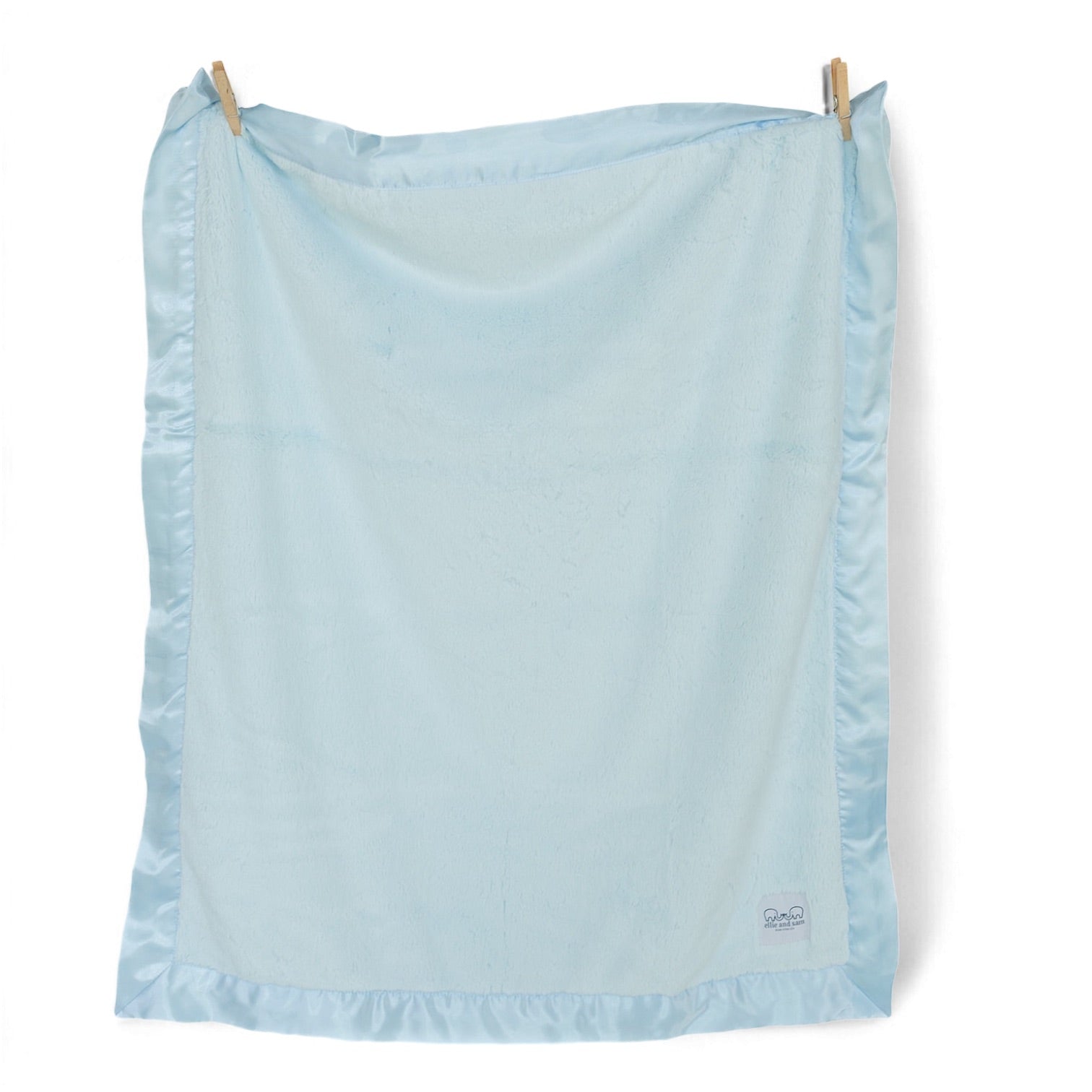 Luxury Duo Satin Border Blanket - Blue/ivory