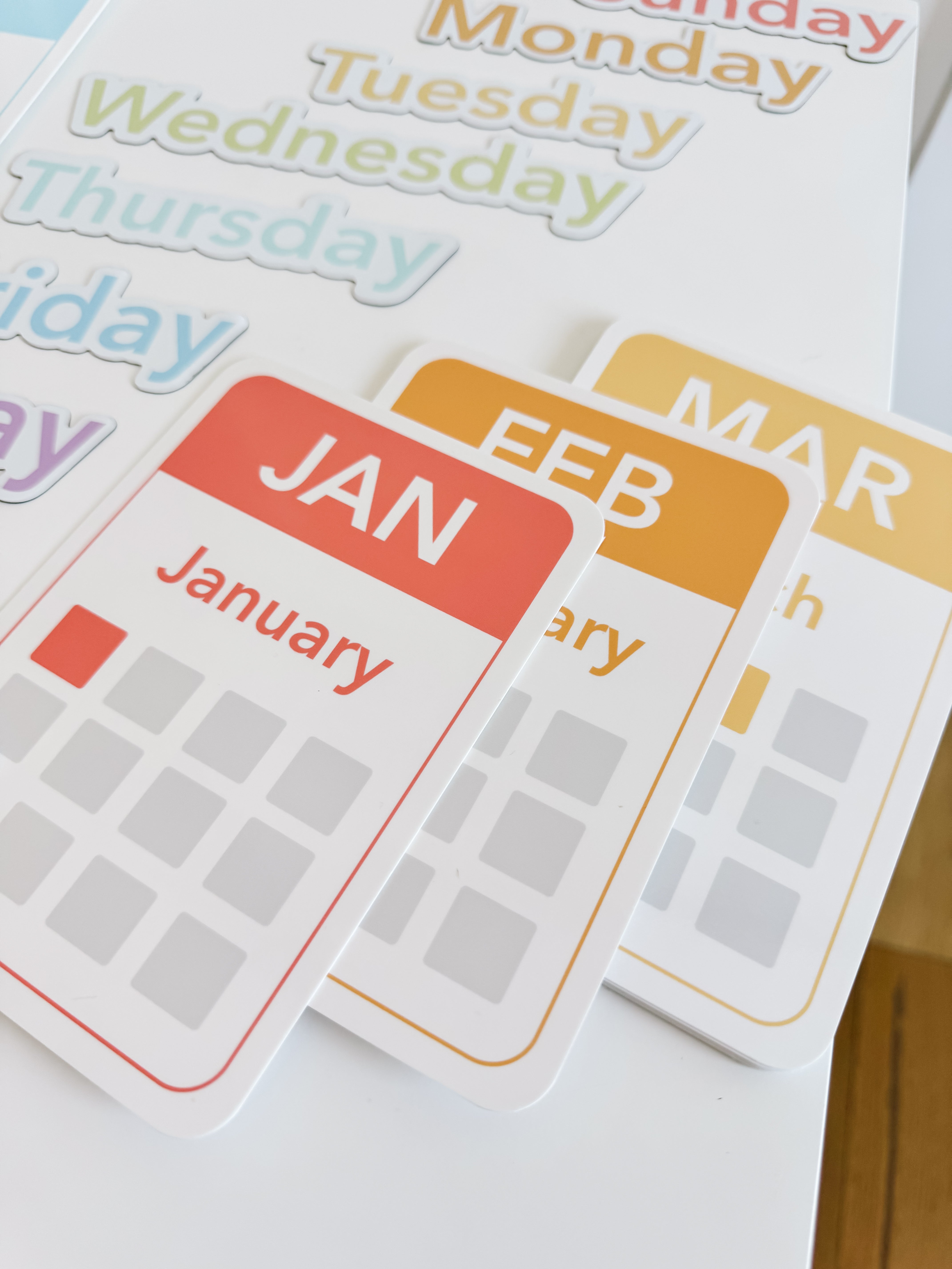Days, Months, Seasons Flashcards And Magnets