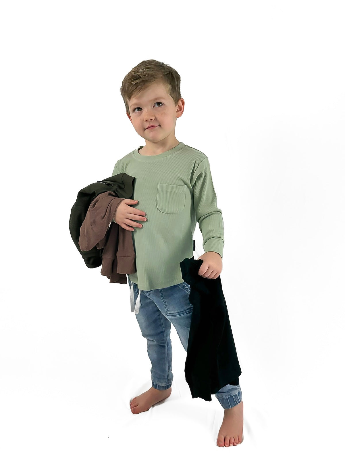 Bamboo Ribbed Long Sleeve Pocket Tee - Sage