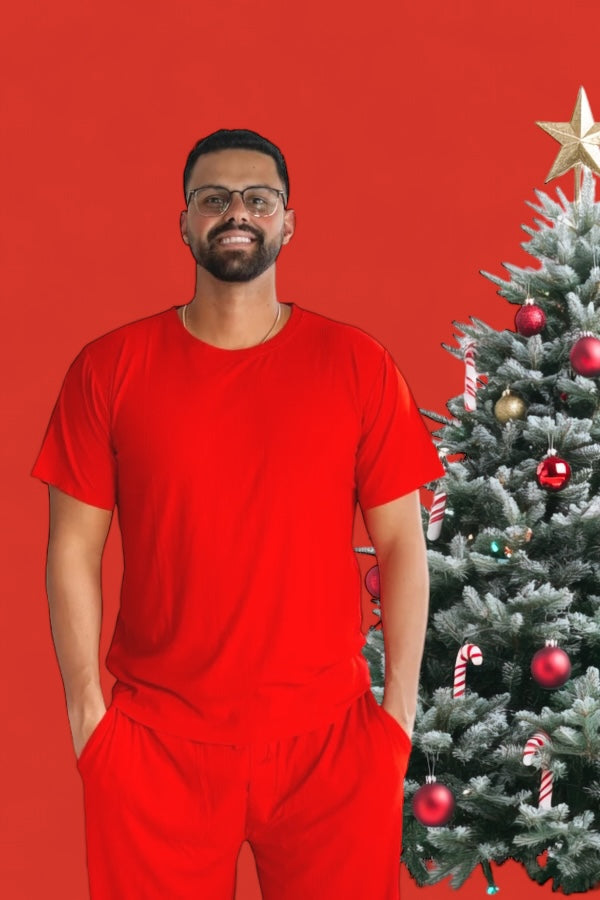 Red Rib Men's Dream Jogger Set