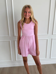 Pink Polka Dot Tank Shorty Romper