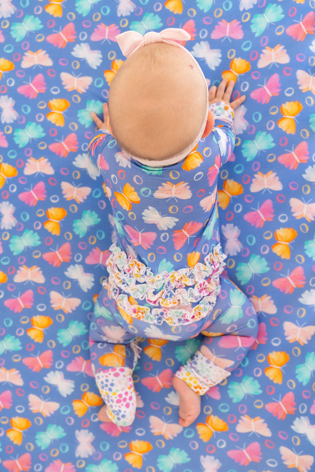 Korrie Butterflies Bamboo Ruffle Convertible Footie