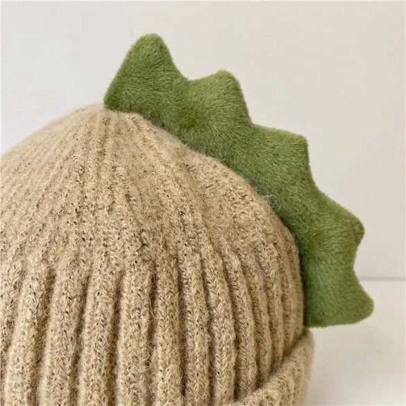 Dinosaur Spike Toddler Beanie | Hand-knitted Cotton & Wool Winter Hat