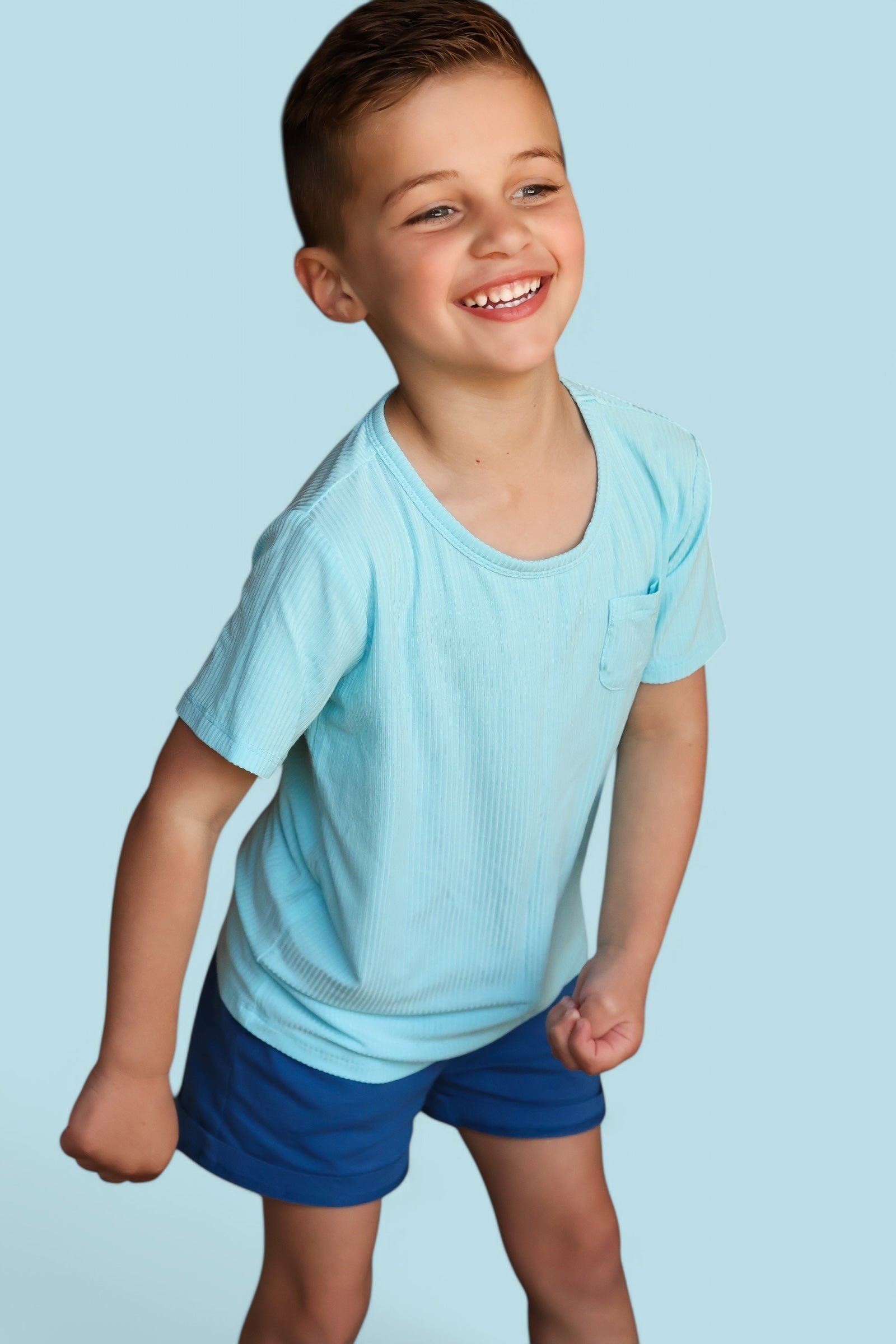 Capri Blue Rib Dream Pocket Tee