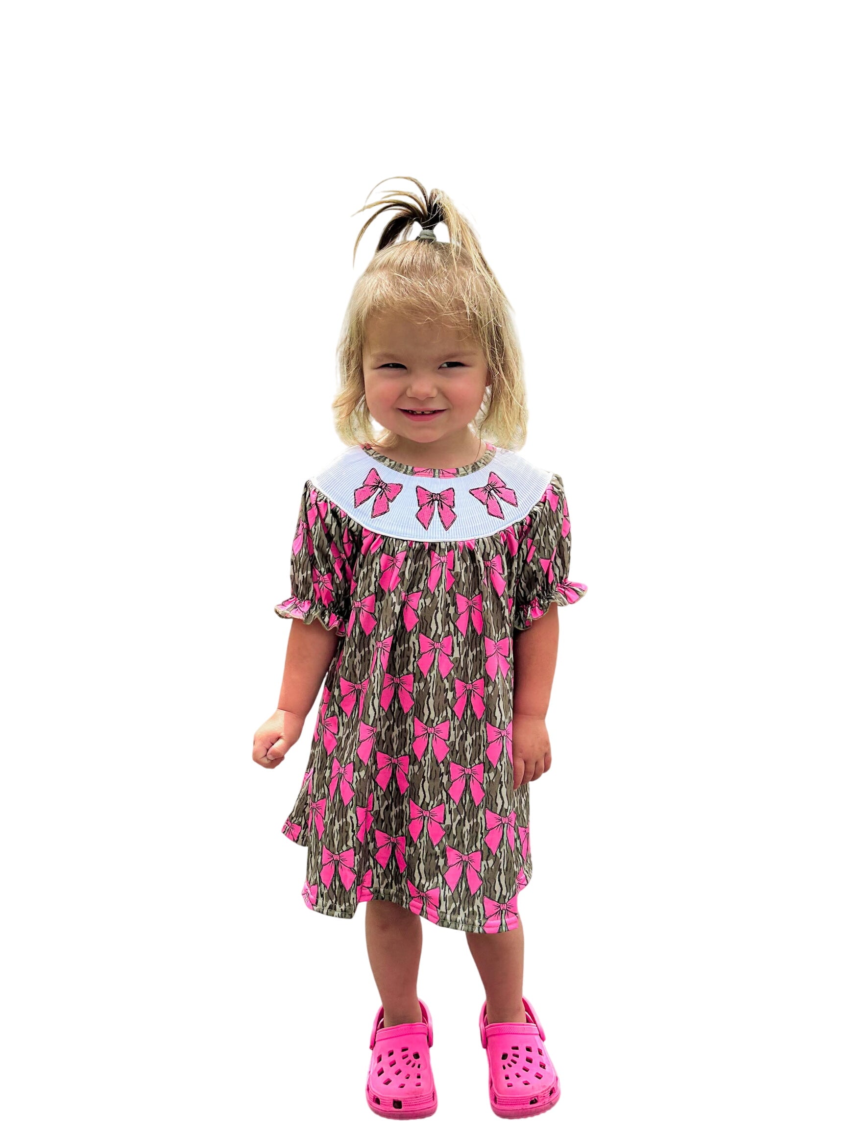 Smocked Camo Bows Dress