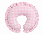 Light Pink Checkered Ruffle Nursing Pillow Cover