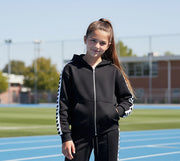 Tweenstyle By Stoopher - Heart Print Side Stripe Zip Hoodie