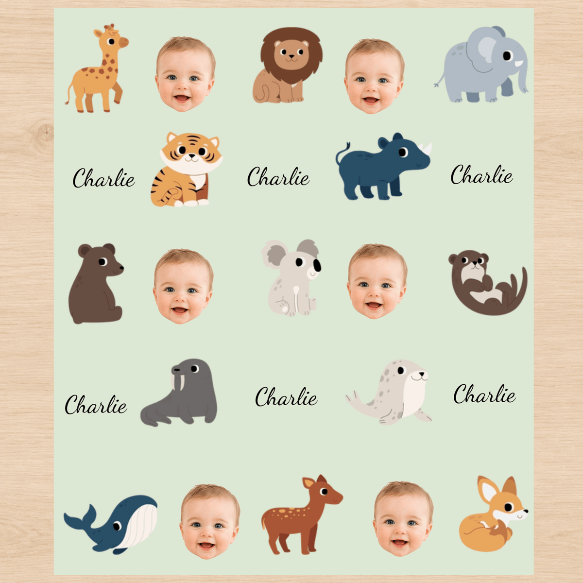 Personalized Zoo Animals Wrapping Paper | Custom Gift Wrap