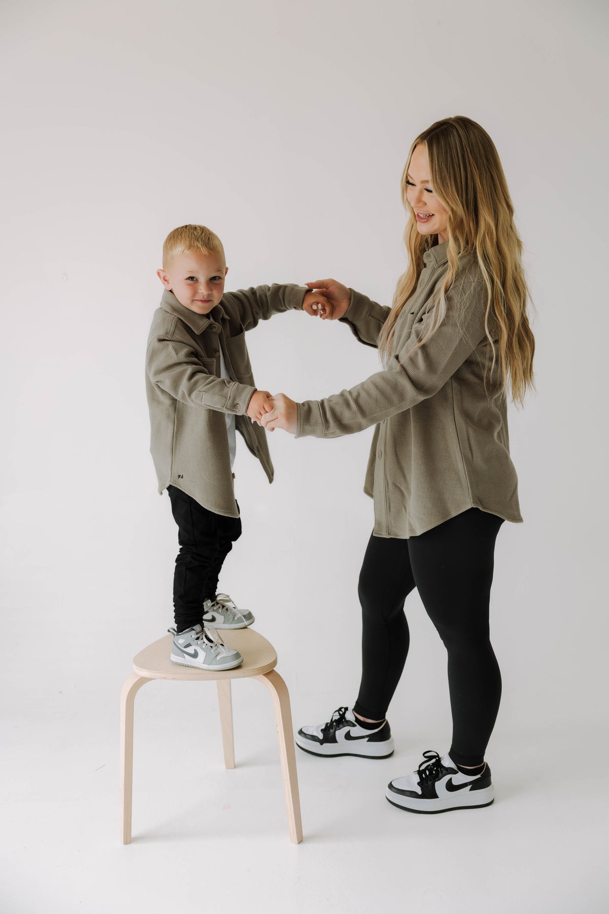 Adult Waffle Shacket | Khaki Green