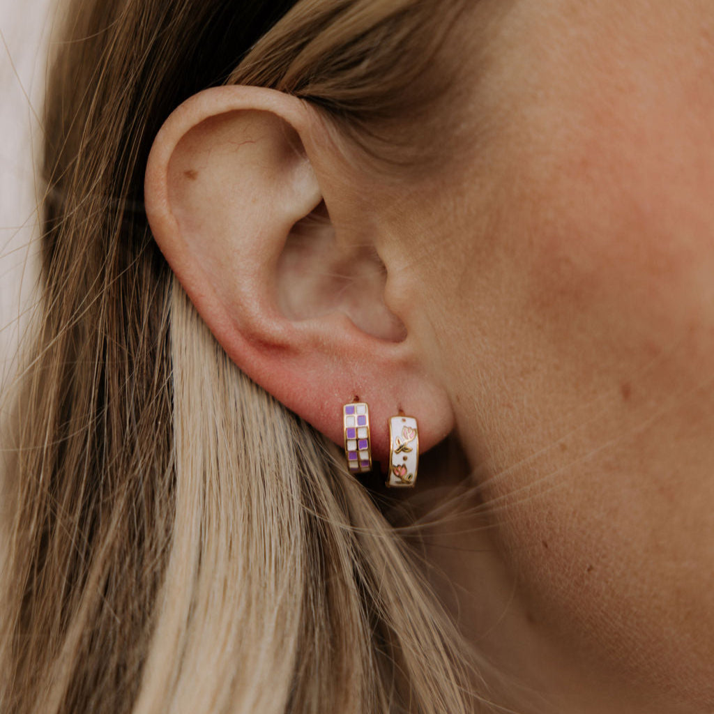 Purple & White Checkered Hoops *limited Edition*