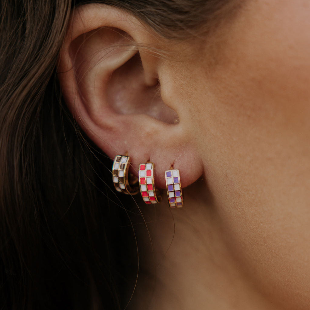 Purple & White Checkered Hoops *limited Edition*