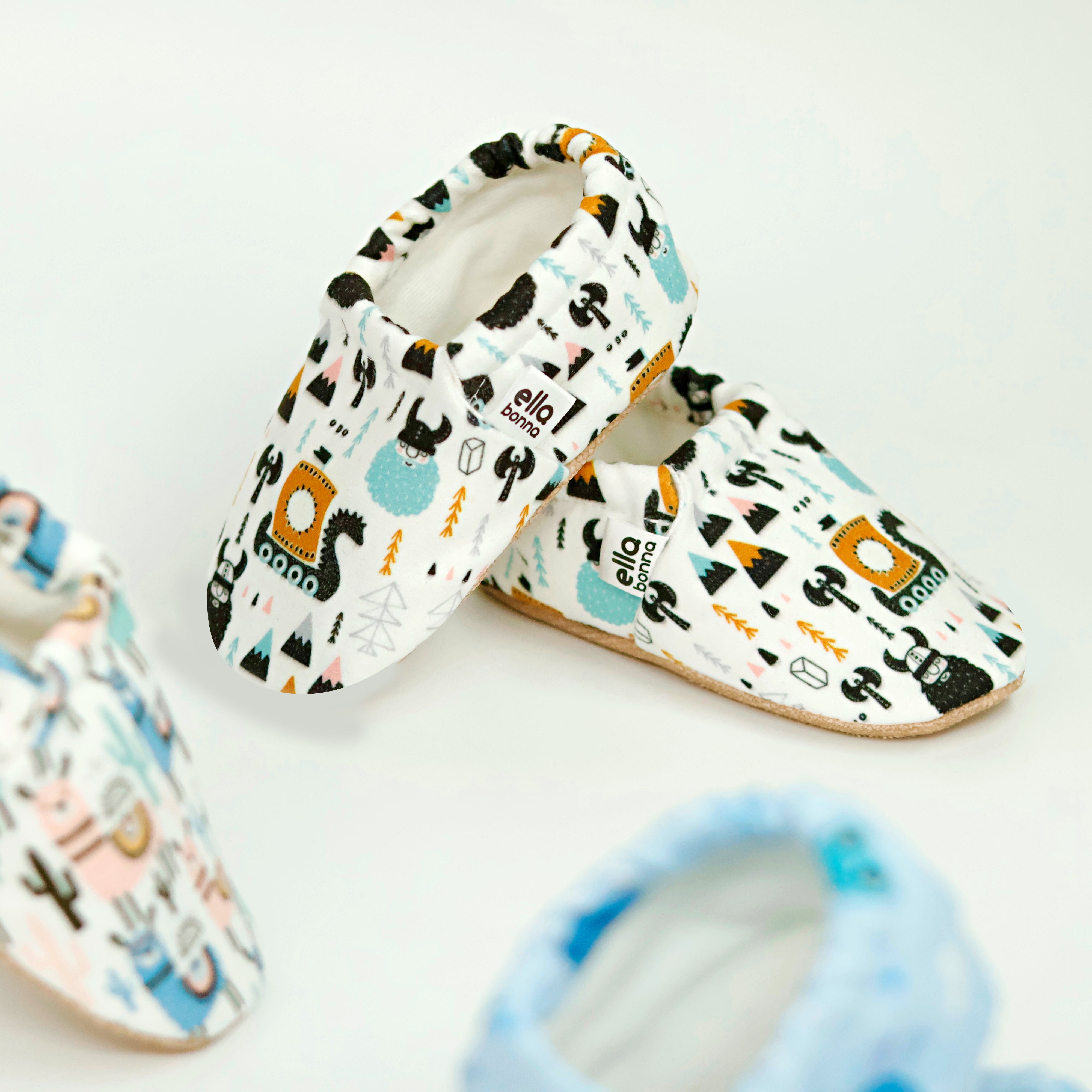 Ella Bonna Non-slip Sole Viking Patterned Baby Booties, Home Boot Slippers Nursery Shoes