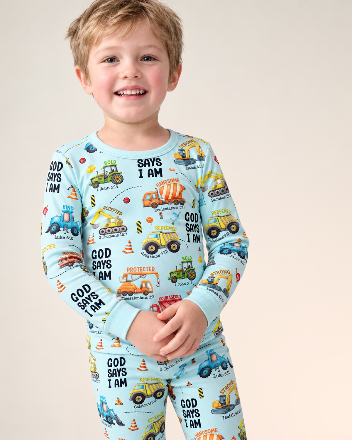 God Says I Am Boy Bamboo Two Piece Long Sleeve Pajama Set