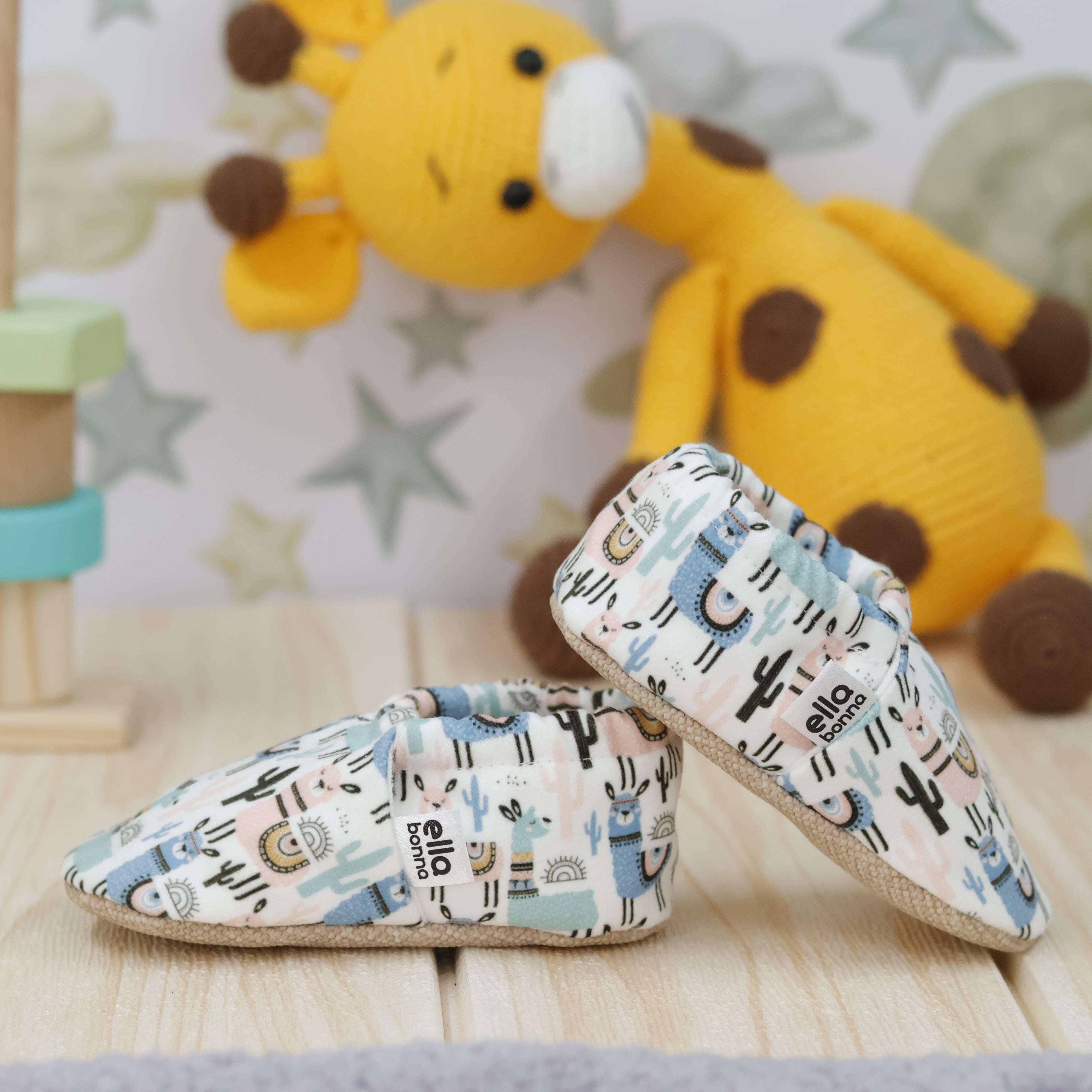 Ella Bonna Non-slip Sole Lama Patterned Baby Booties, Home Boot Slippers Nursery Shoes