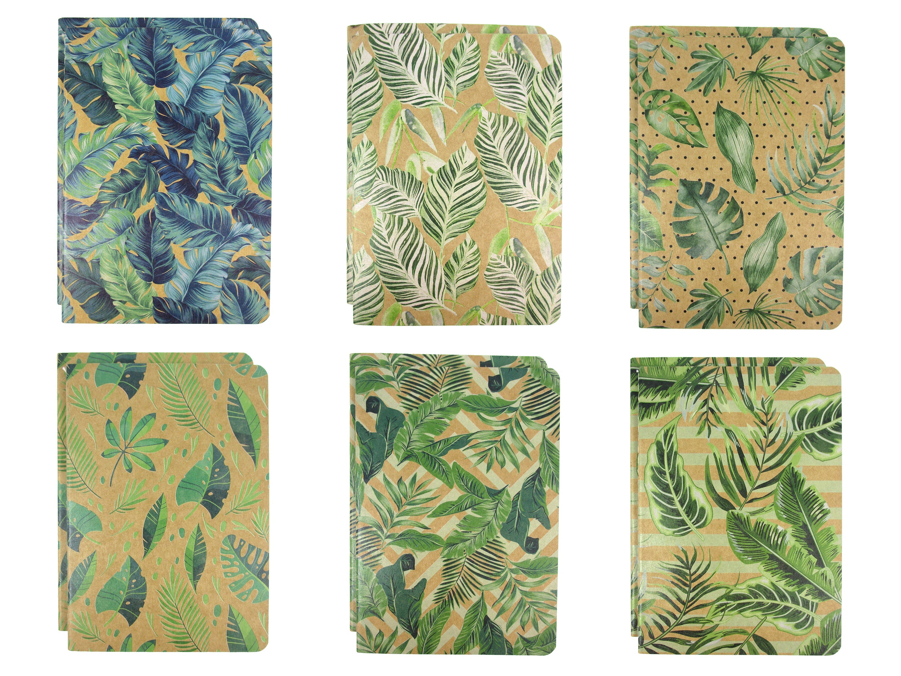 Tropical Palm Leaves Journal Notebooks - Set Of 6 Or 12