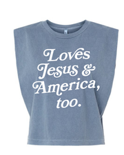 Loves Jesus + America, Too Muscle Tank