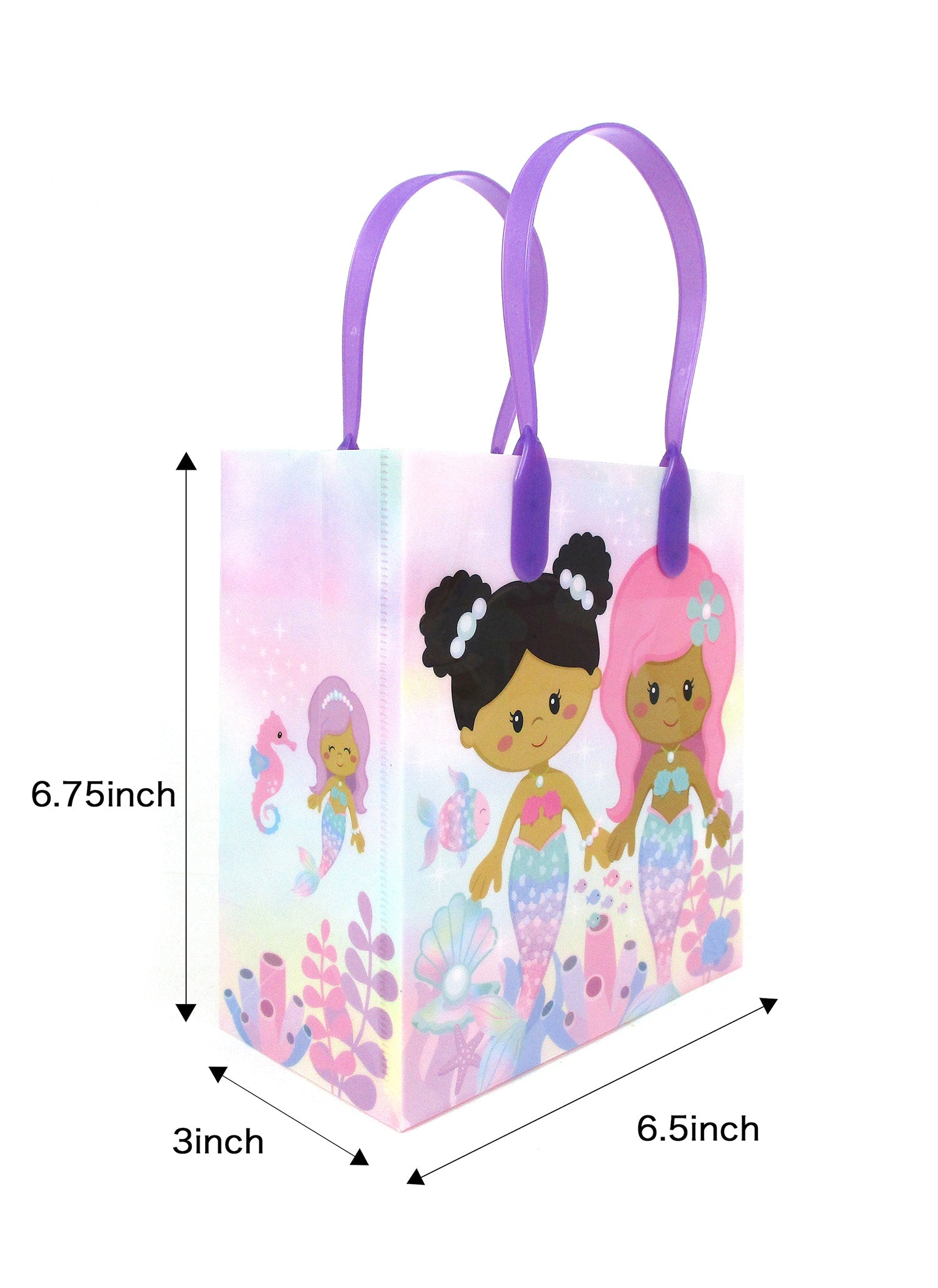 Rainbow Mermaid Party Favor Treat Bags - Set Of 6 Or 12