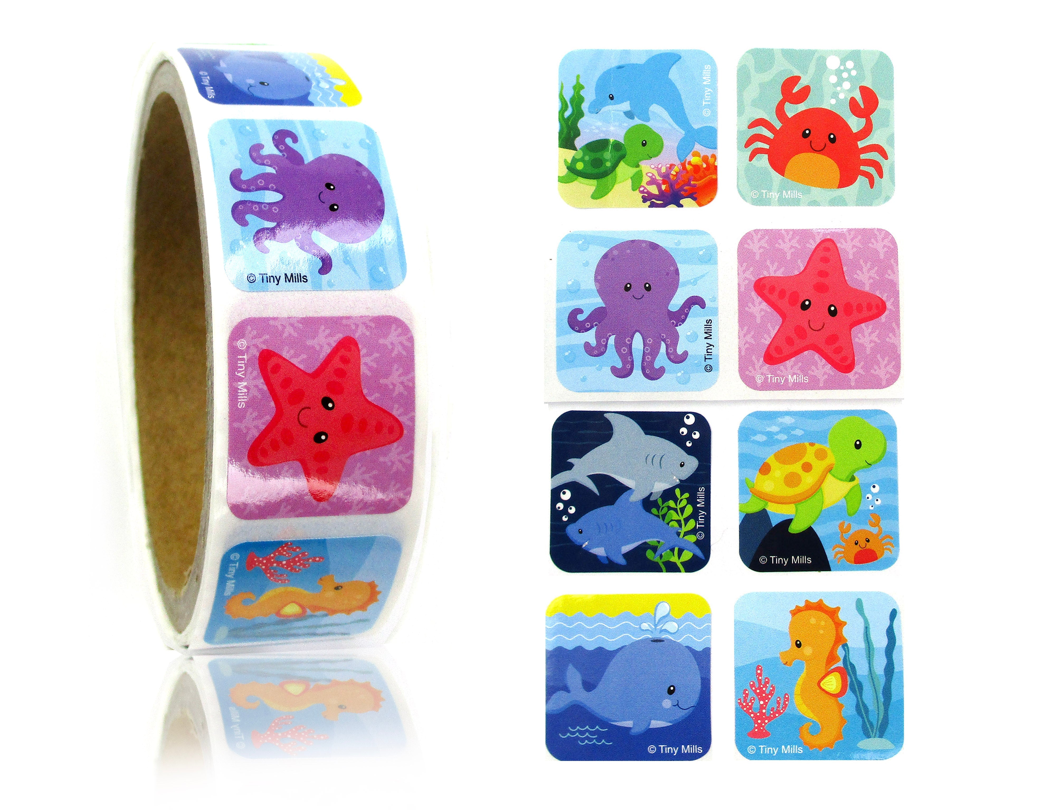 Ocean Animals Stickers 100 Stickers/dispenser, Pack Of 1, 6 Or 12 Dispensers