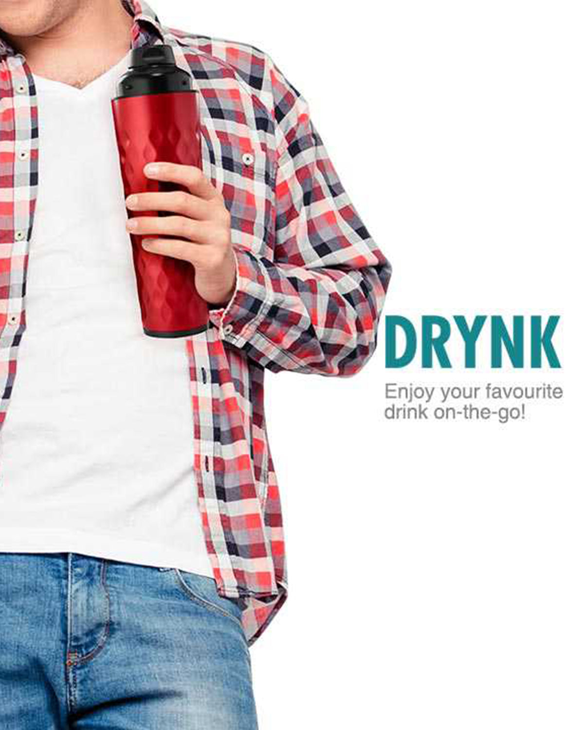 Vaya Drynk - 20.2 Fl.oz - Red - With Gulper Lid + 2 Cups
