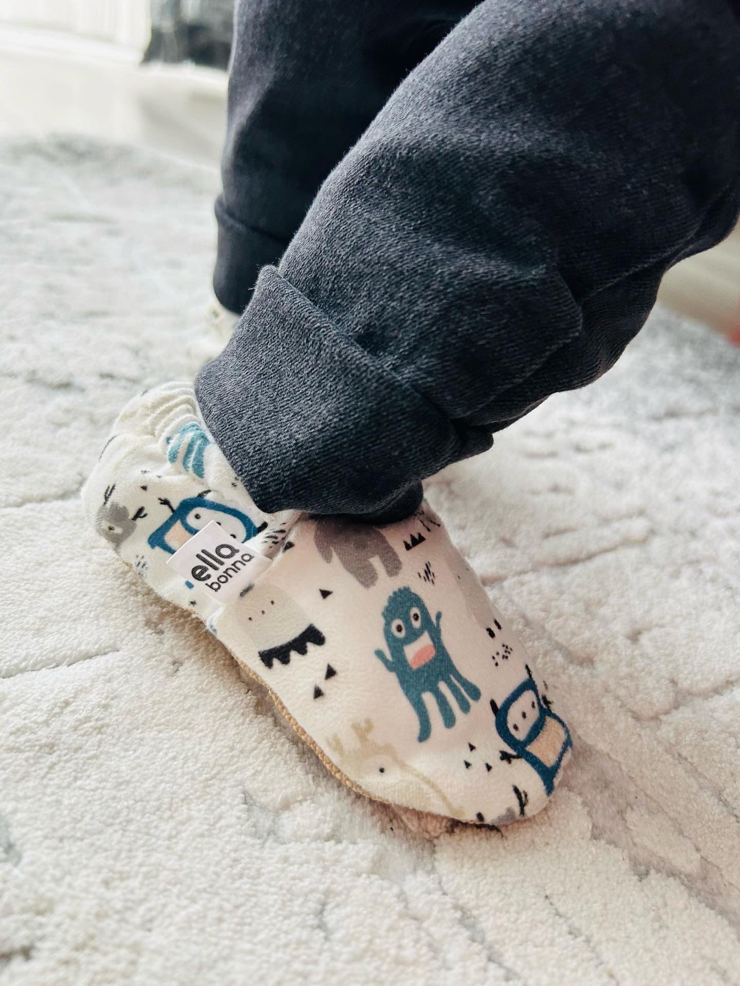 Ella Bonna Non-slip Sole Cute Ghost Patterned Baby Booties, Home Boot Slippers Nursery Shoes
