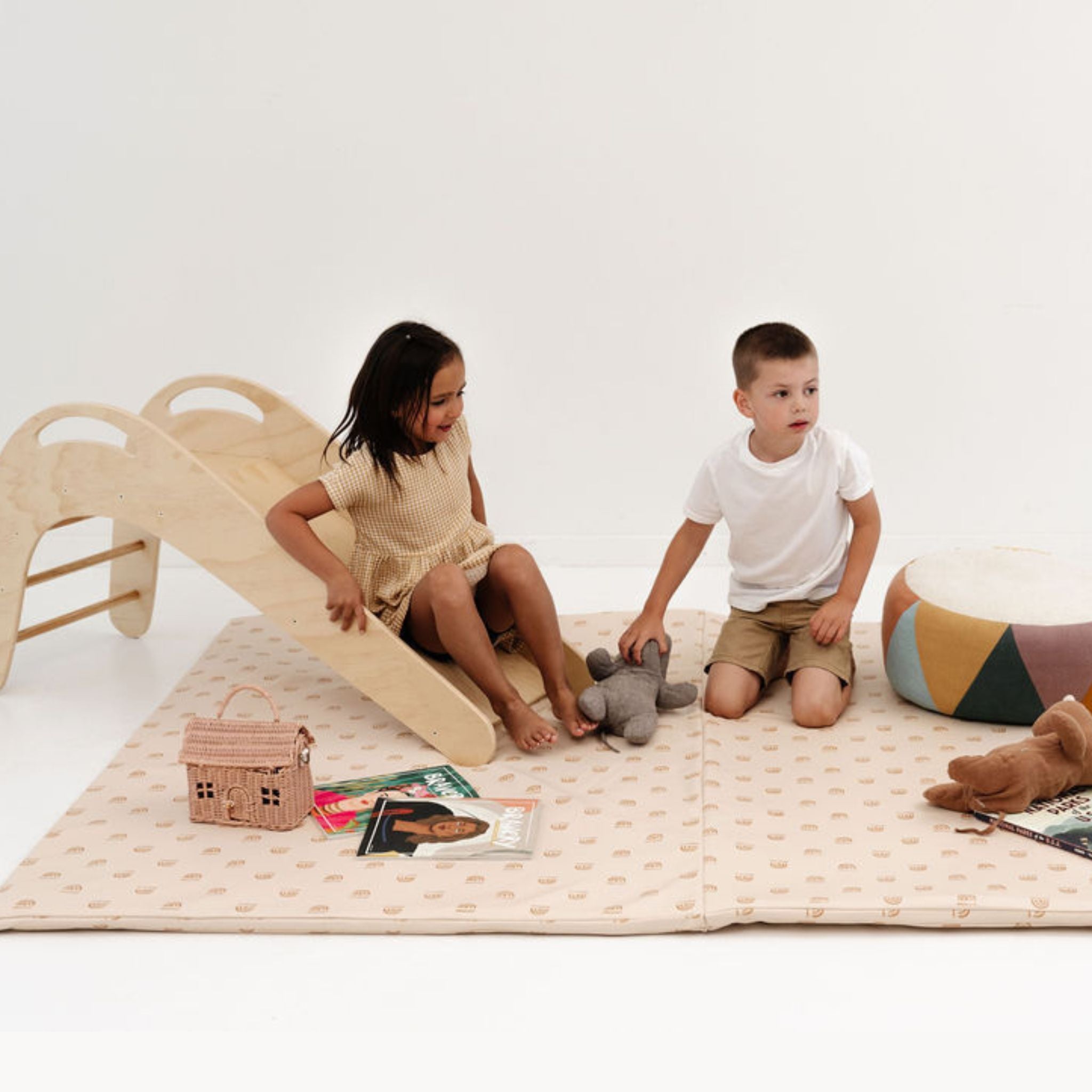 Rainbow Stamp In Cream Vegan Leather Mat