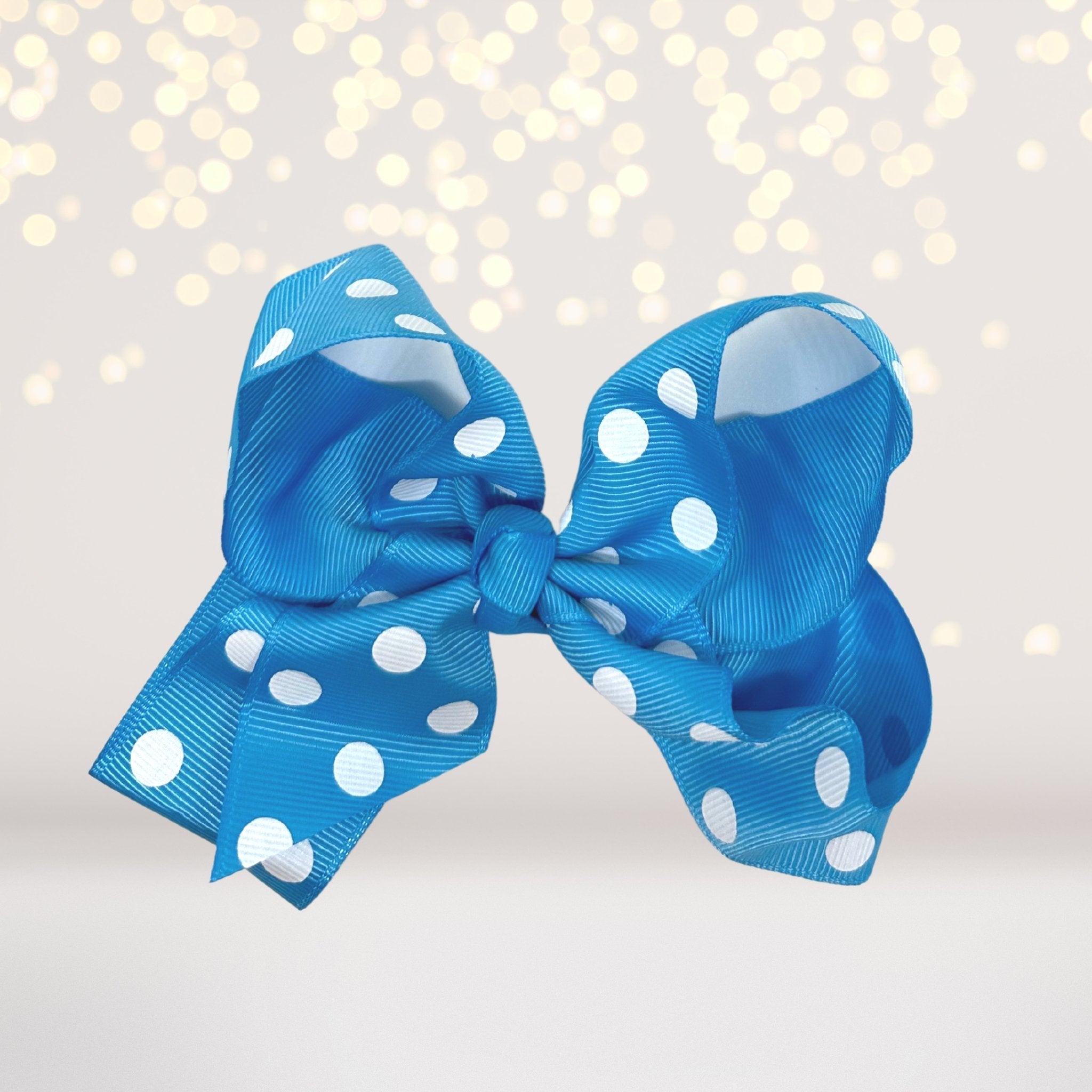 Girls Polka Dot Hair Bow, 5 Inch Grosgrain Polka Dot Hair Bow