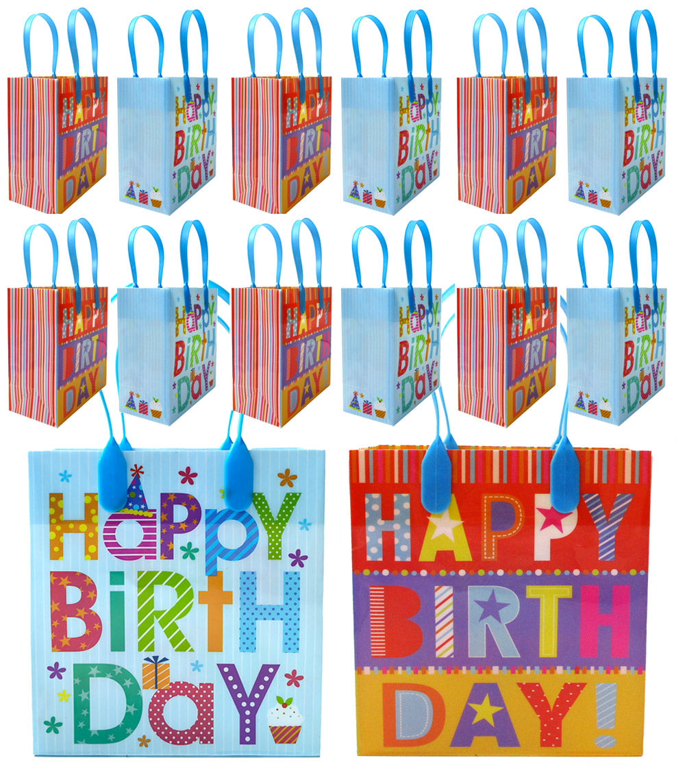 Happy Birthday Party Favor Treat Bags - Set Of 6 Or 12