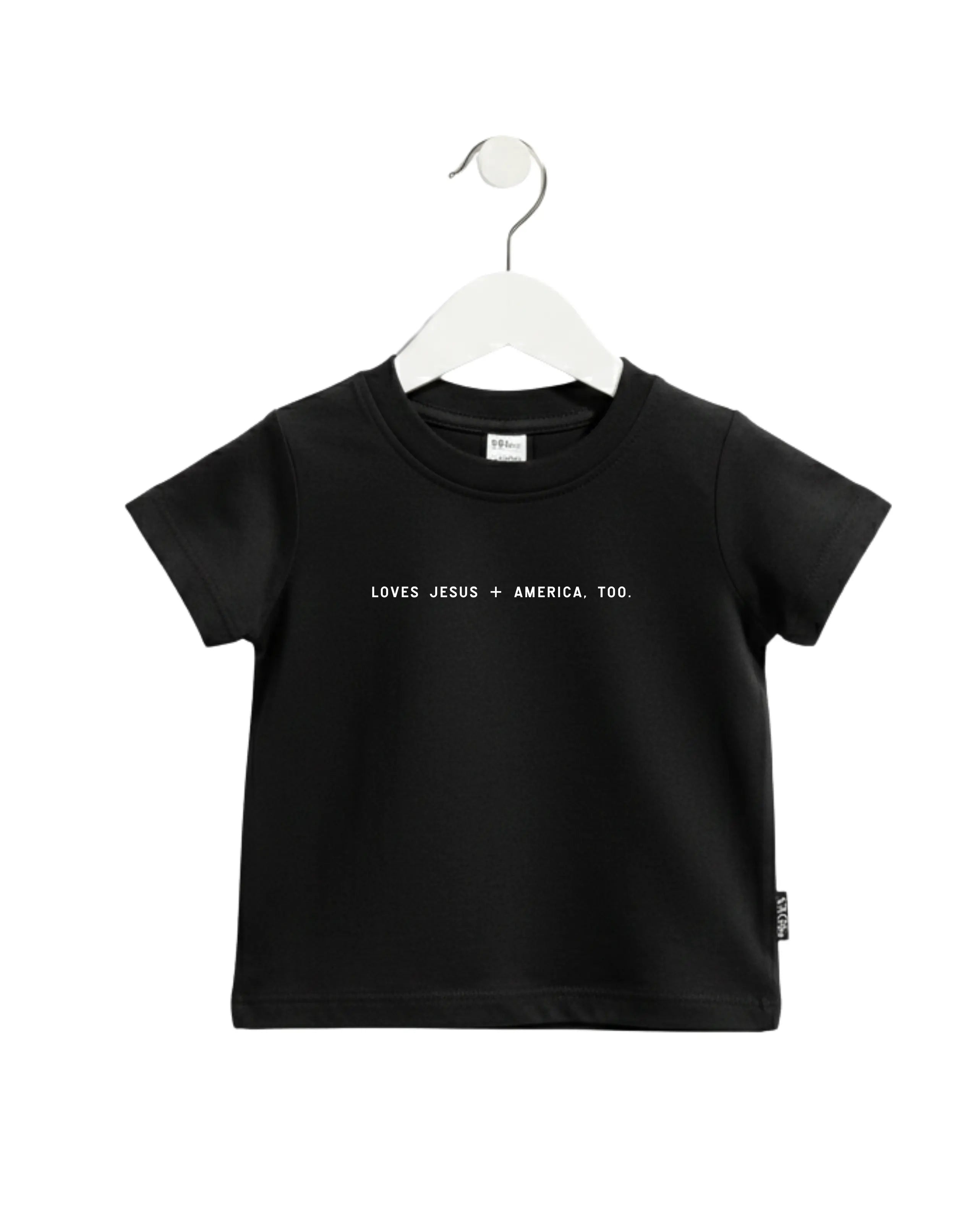 Loves Jesus + America, Too. Kids/youth Tee