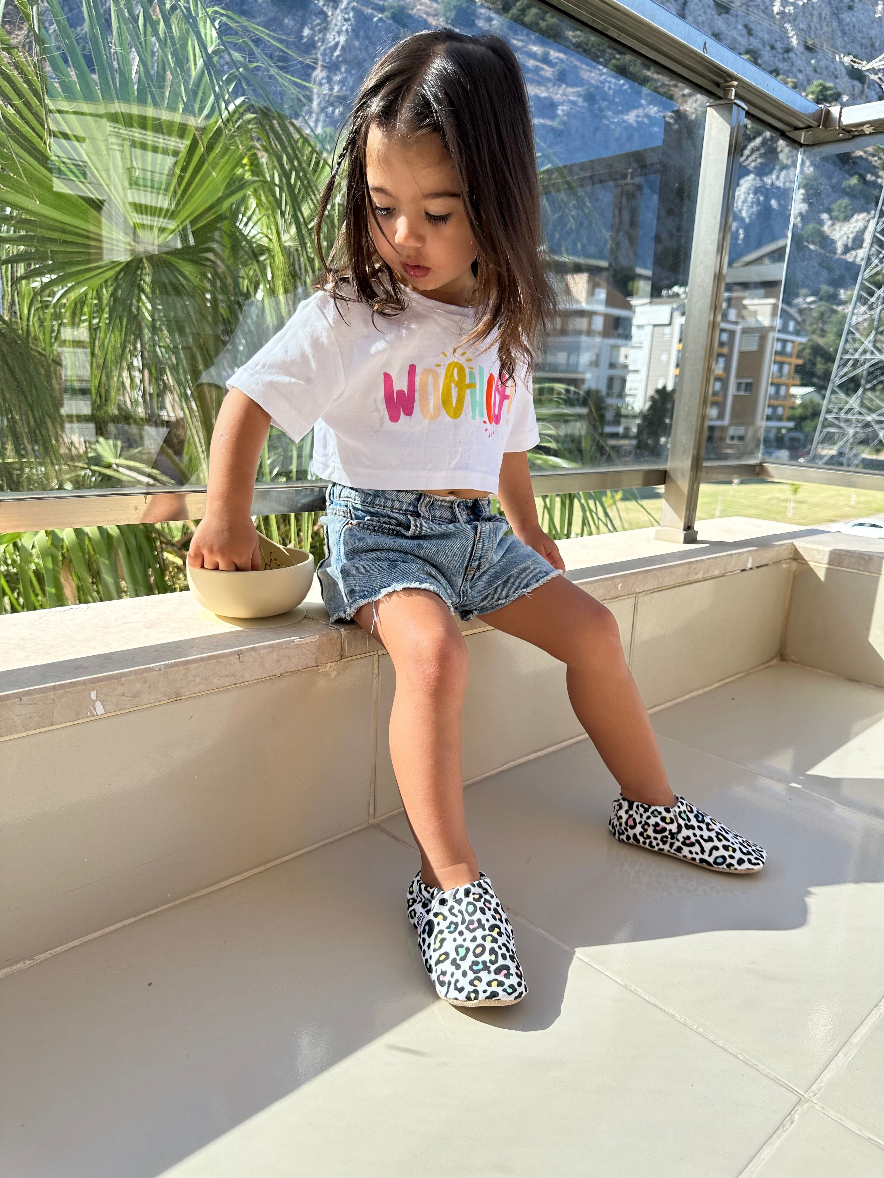 Ella Bonna Non-slip Sole Colorful Leopard Patterned Baby Booties, Home Boot Slippers Nursery Shoes