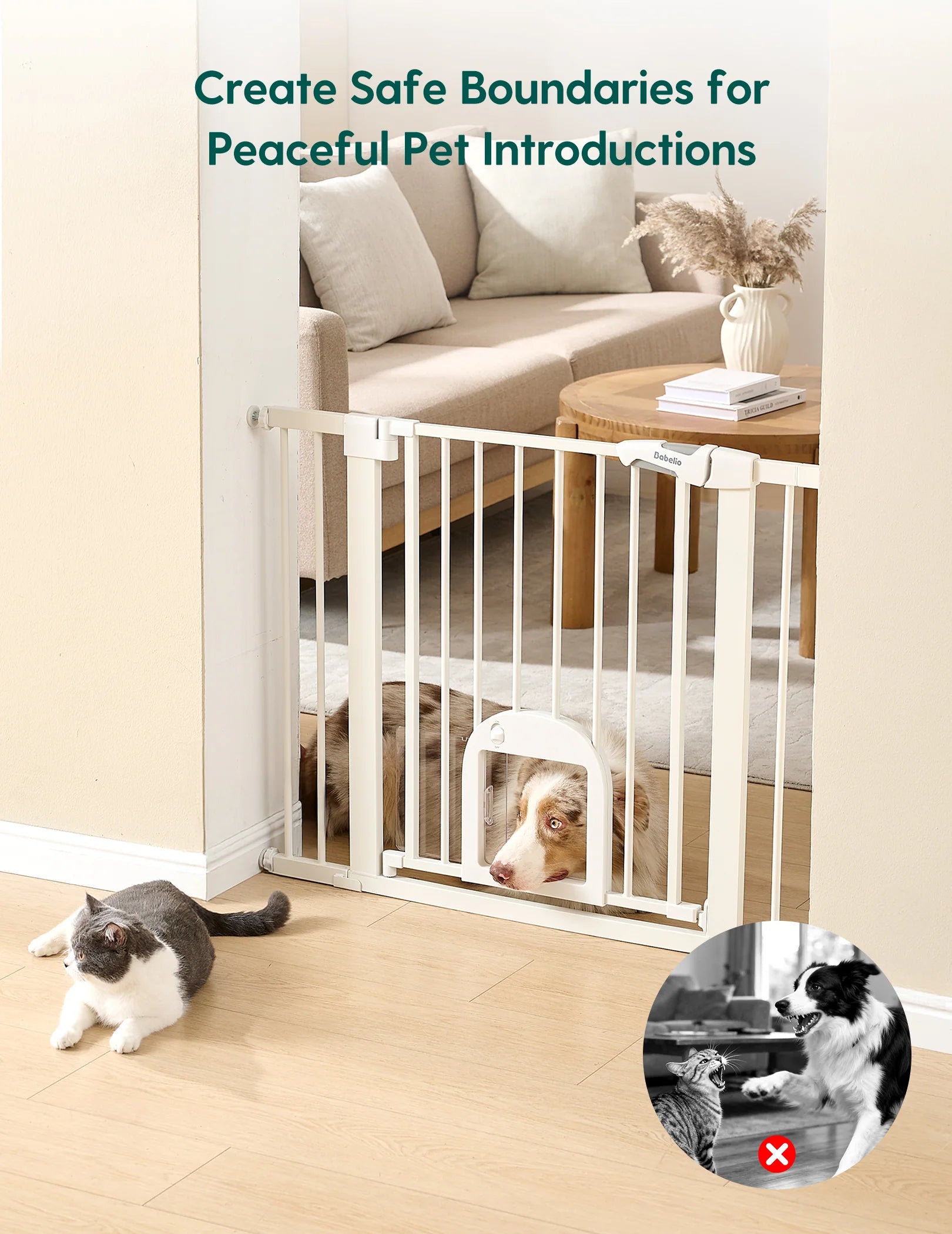 Catprivilege T7 | Expandable Stylish Baby Gate With Cat Door