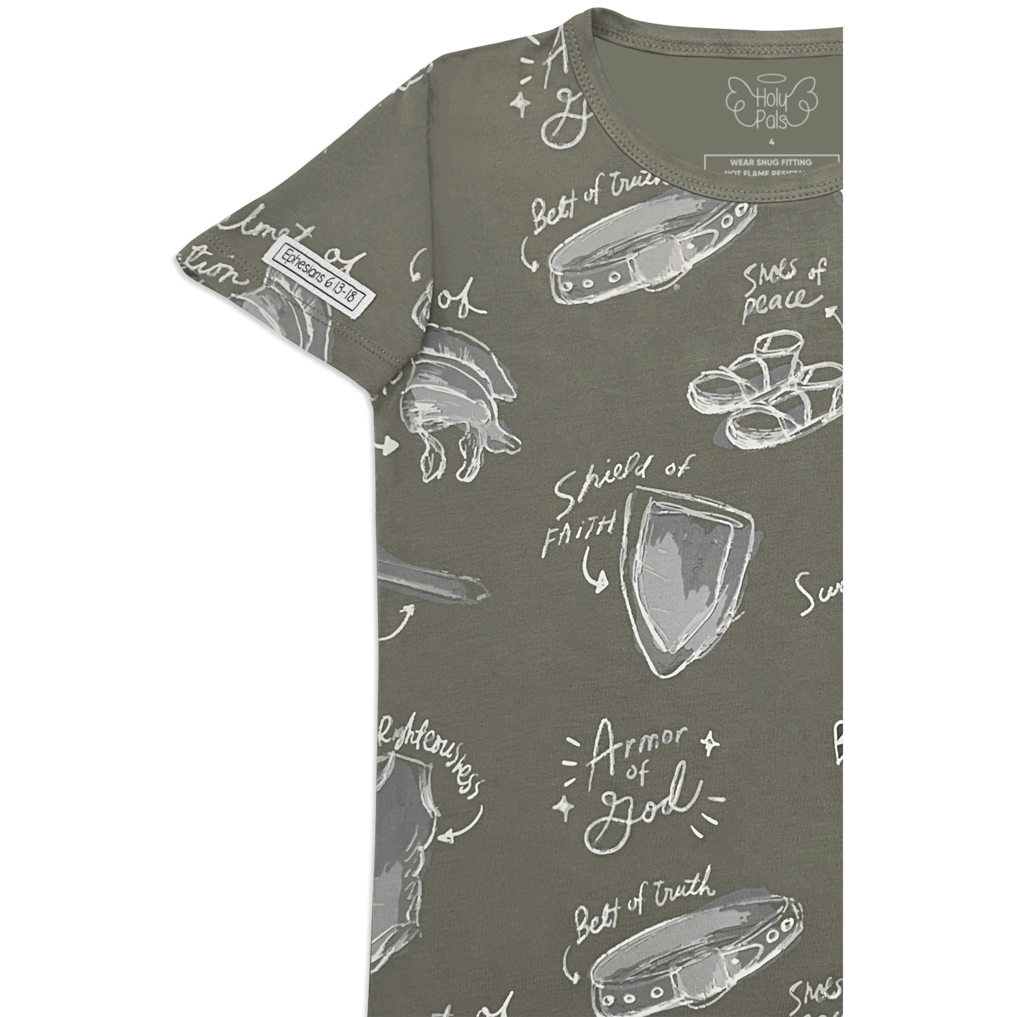 Armor Of God Green Pj Short Sleeve & Pants Set Bamboo