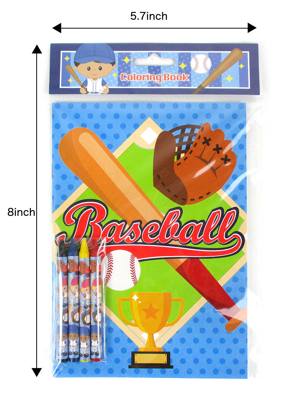 Baseball Coloring Books With Crayons Party Favors - Set Of 6 Or 12