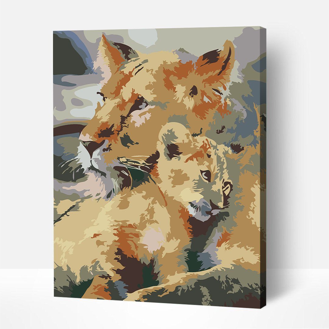 Lions – Paint By Numbers Kit | Artwille | 14x18 Inch Canvas