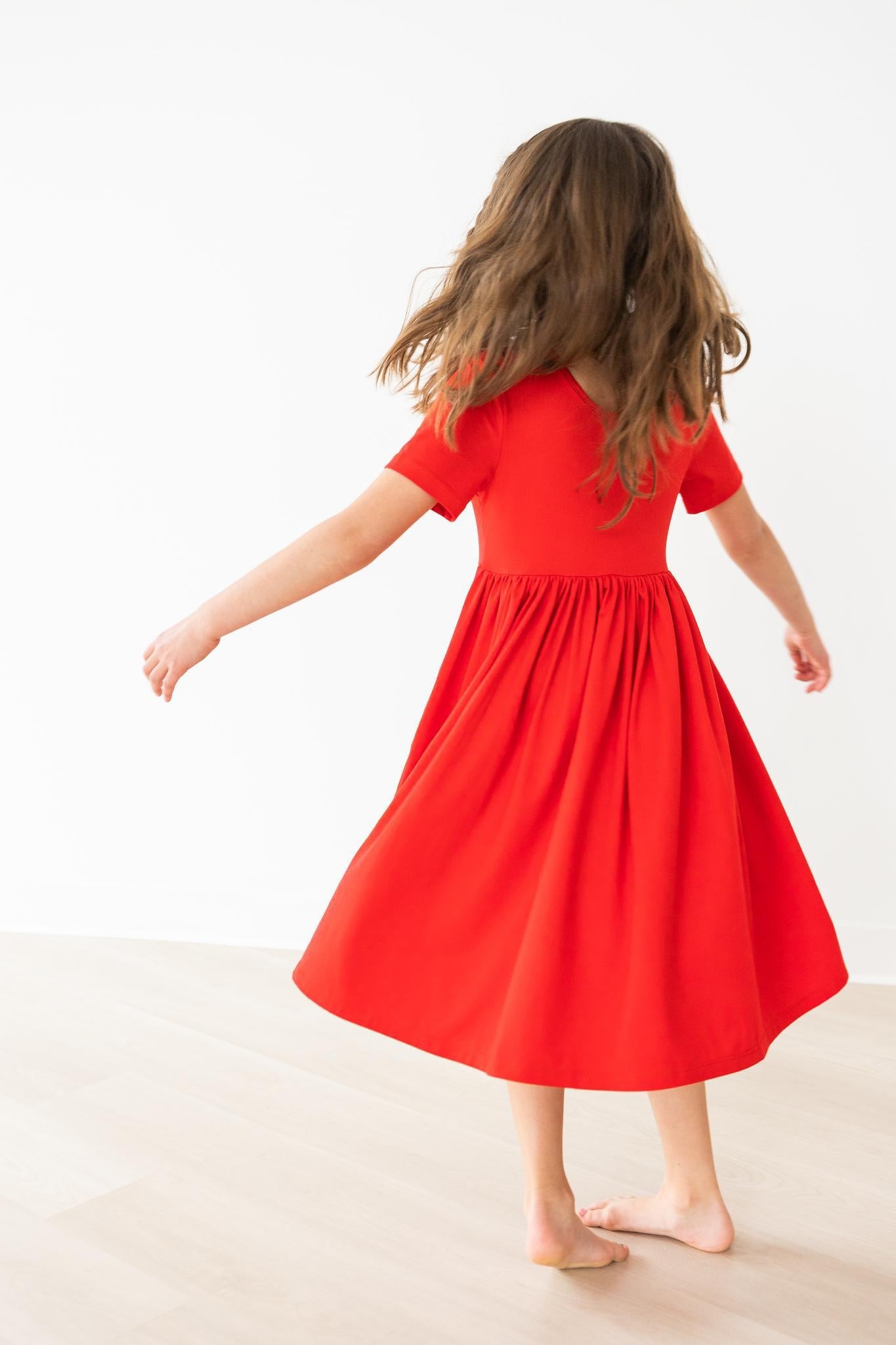 Red S/s Pocket Twirl Dress