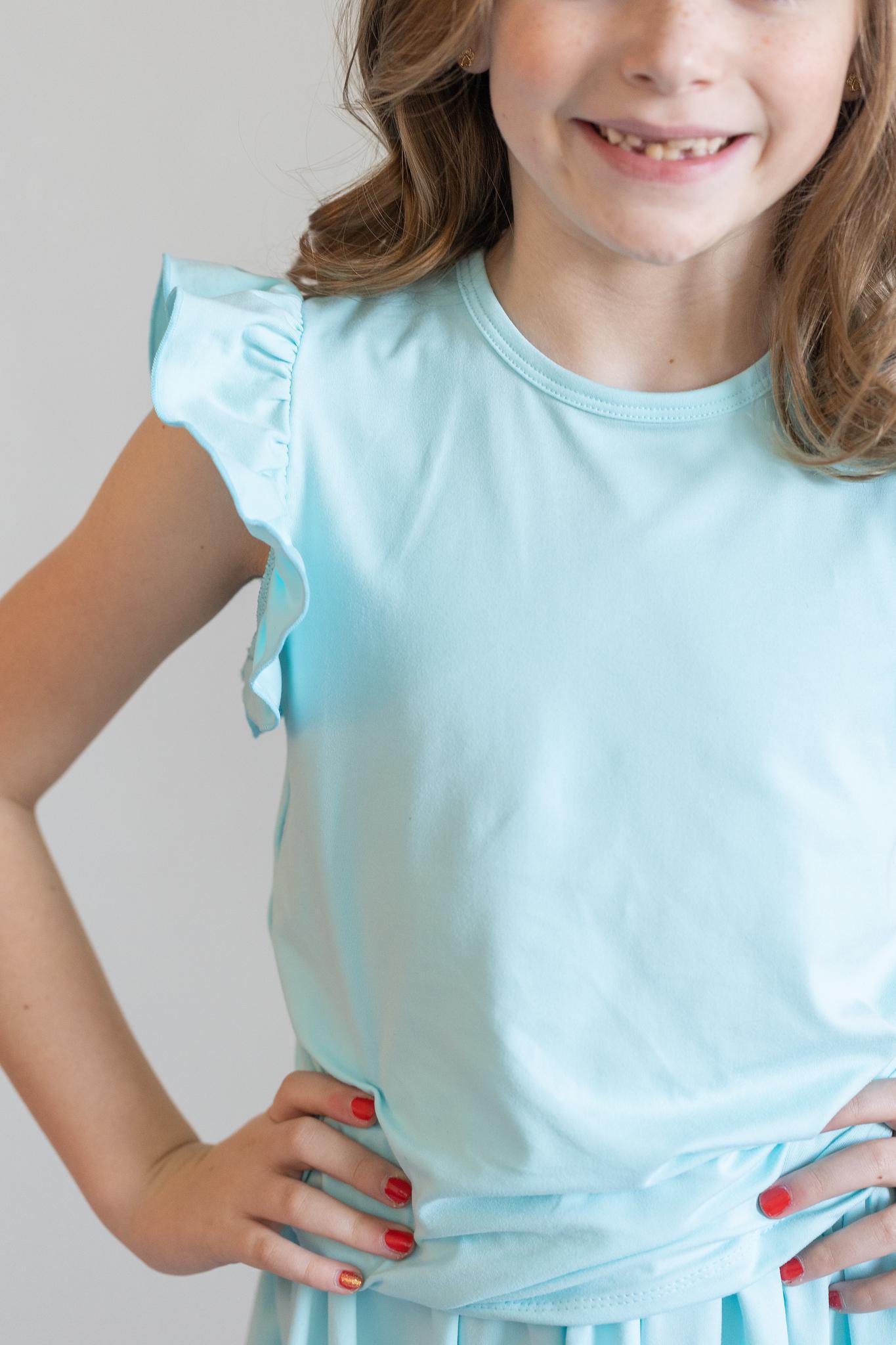 Aqua S/s Ruffle Tee