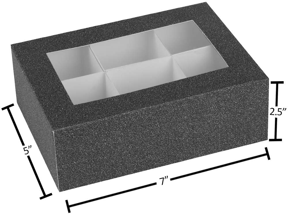 Window Box With Six Sections 7"x5"x2.5" Black 12 Pack