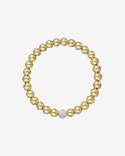 6mm Gold Bead Bracelet With Diamond Bead