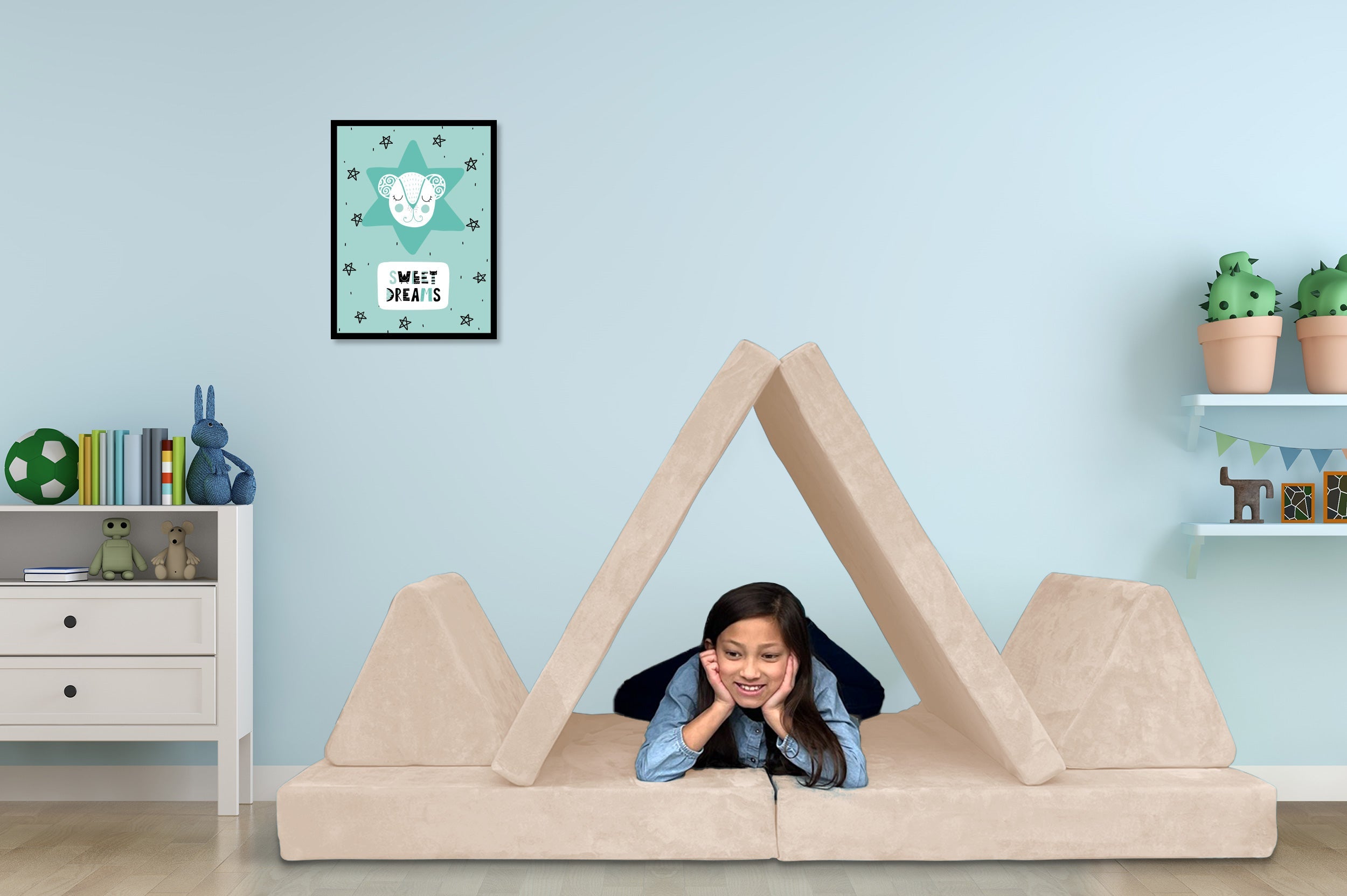 6 Piece Soft Furniture Playset Modular Microsuede Foam Play Couch For Creative Kids